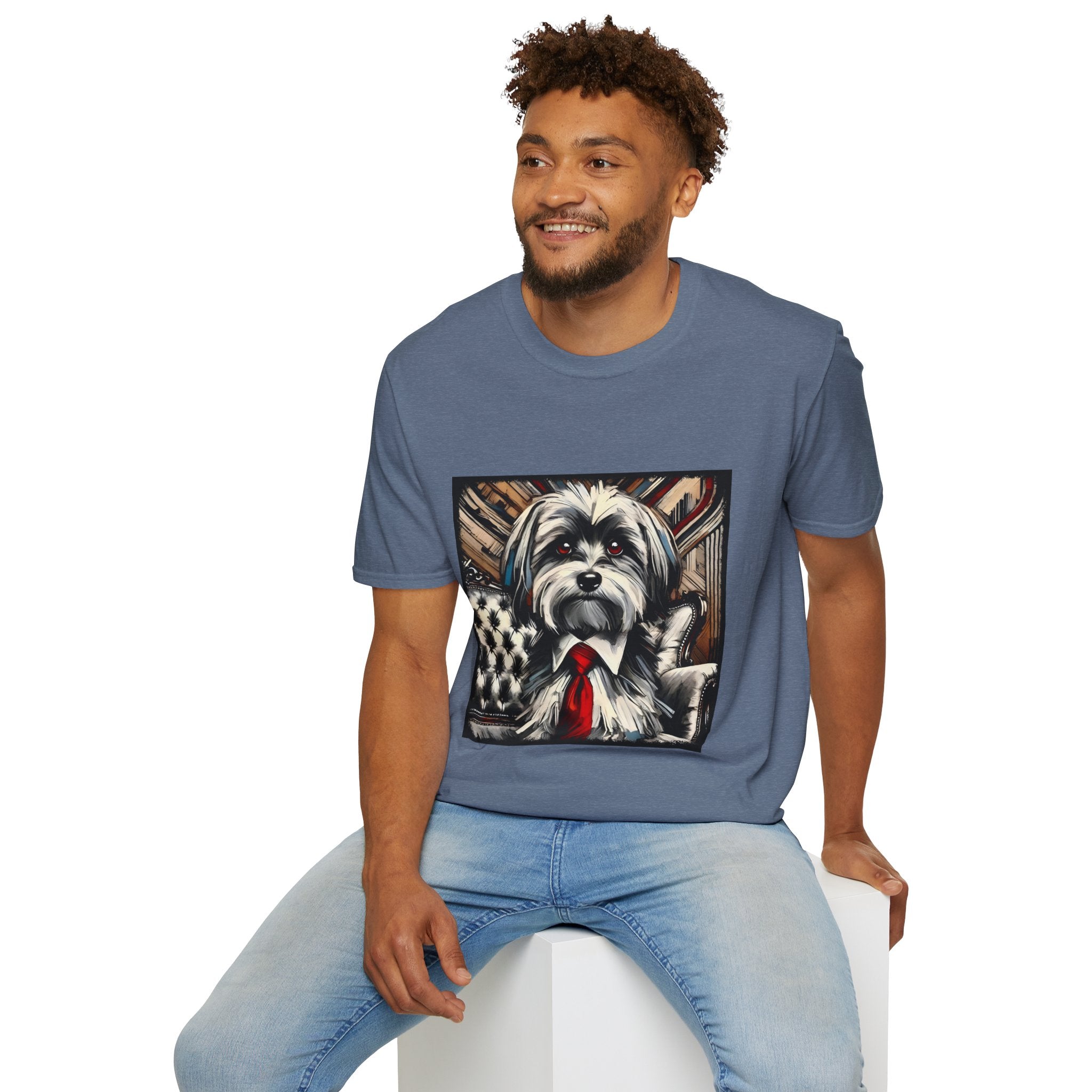 Havanese B&W Red Tie | Unisex Dog T-Shirt