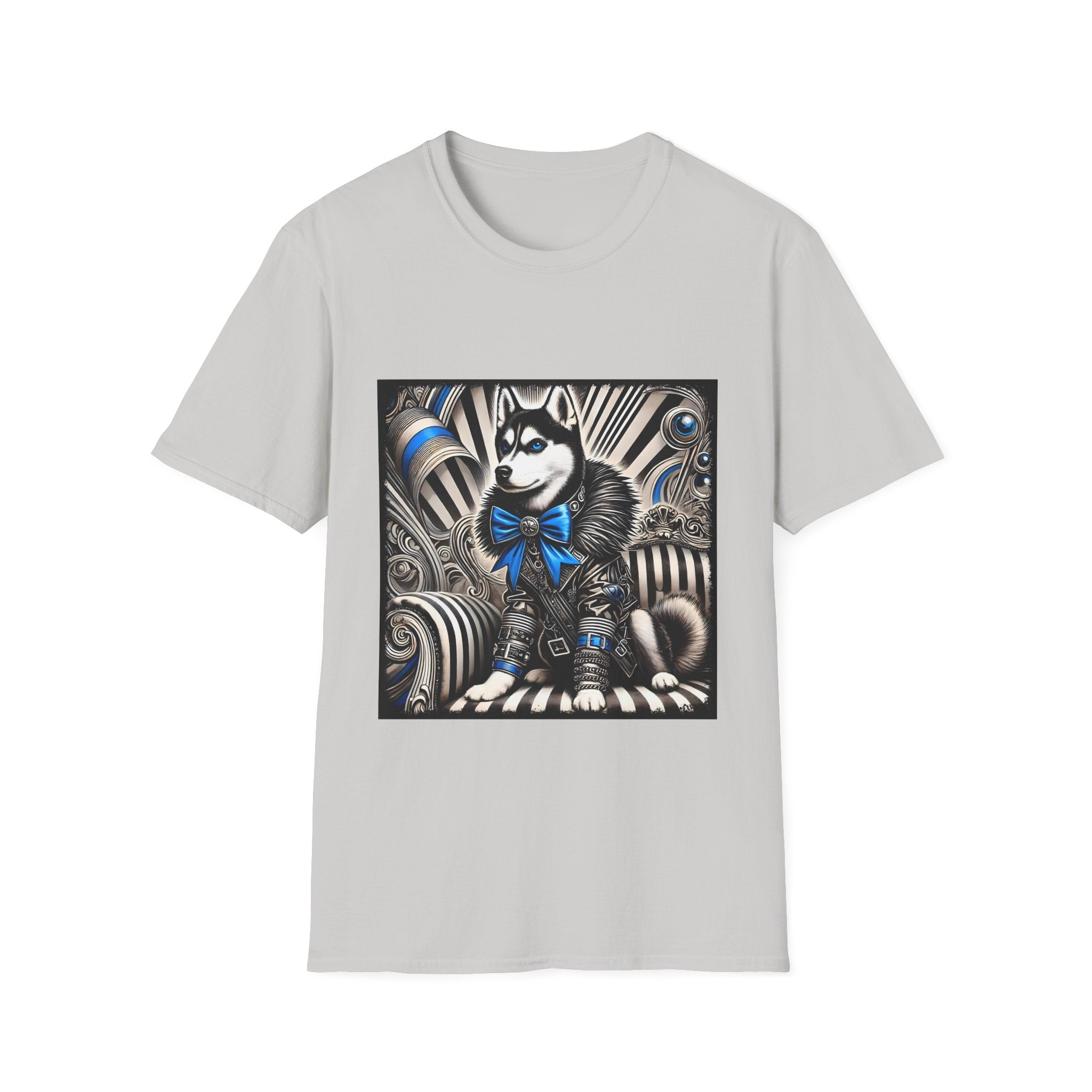 Siberian Husky B&W Blue Bow | Unisex Dog T-Shirt