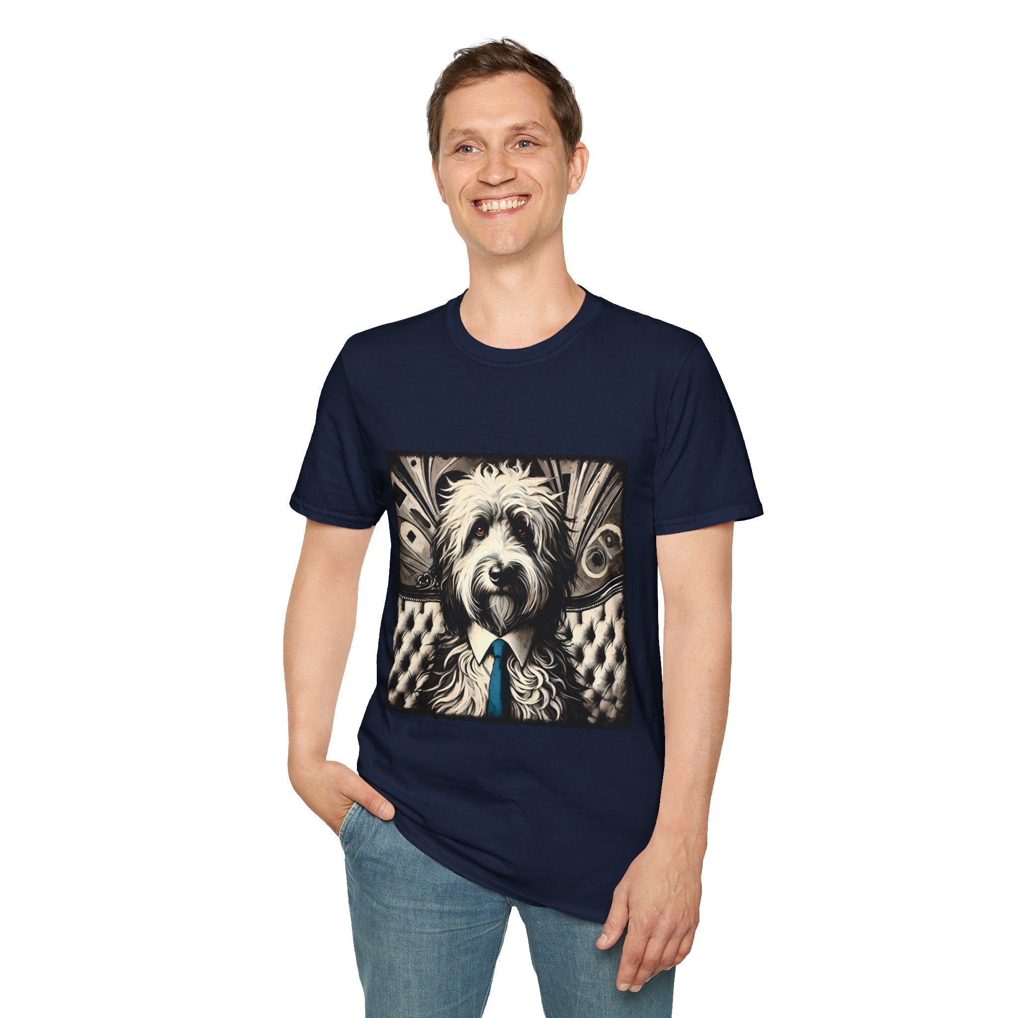 Sheepadoodle B&W Bold Eyes | Unisex Dog T-Shirt