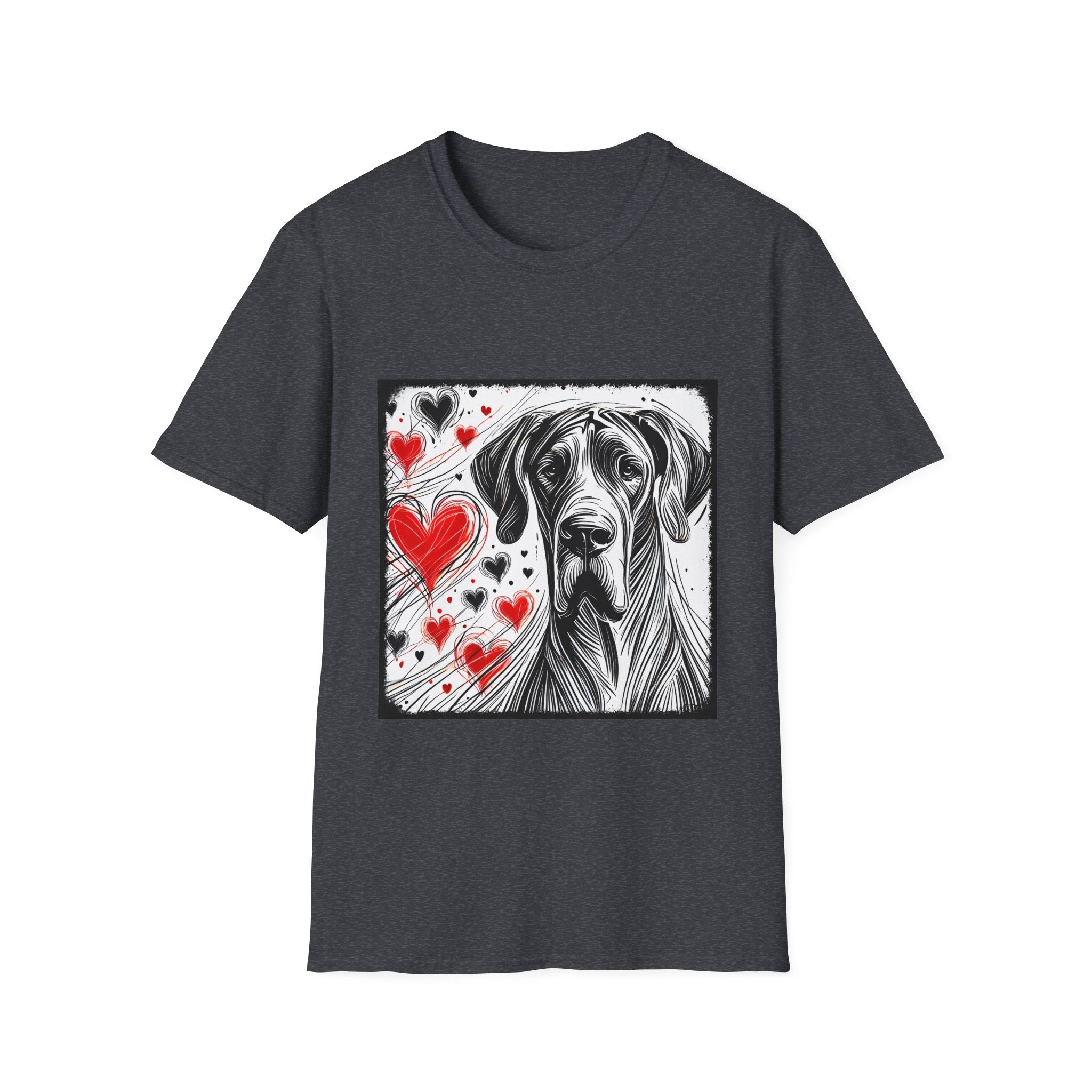 Great Dane Bold Heart Sketch | Unisex Dog T-Shirt