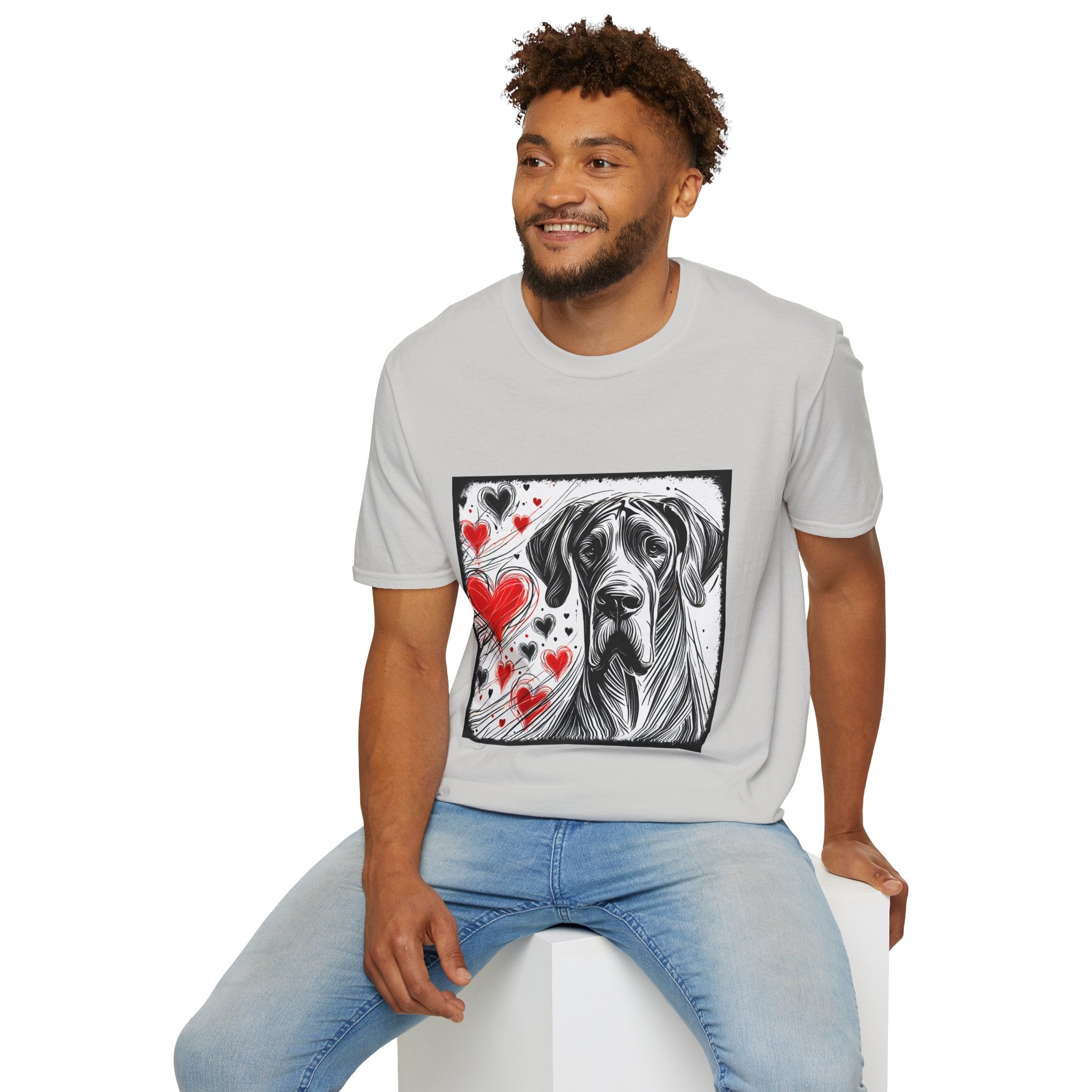 Great Dane Bold Heart Sketch | Unisex Dog T-Shirt