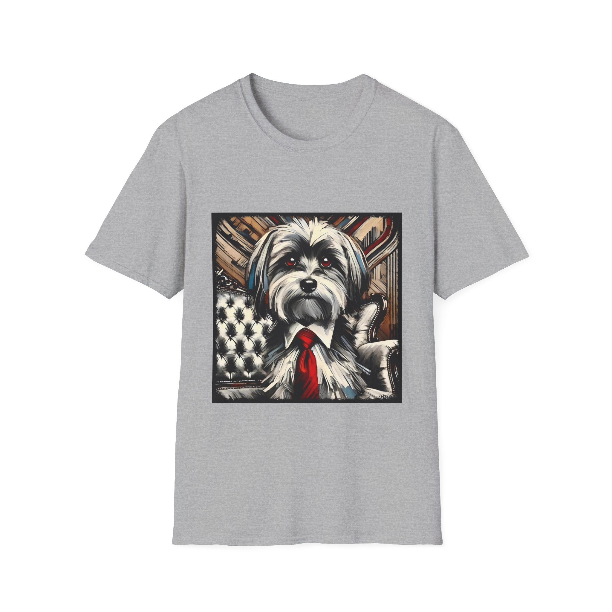 Havanese Breed Portrait Shirt – B&W Red Tie Edition