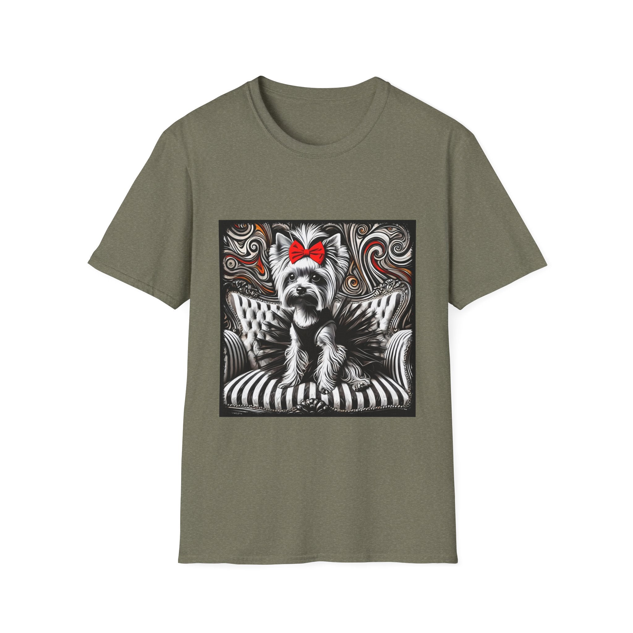 Yorkshire Terrier B&W Red Bow Bold | Unisex Dog T-Shirt