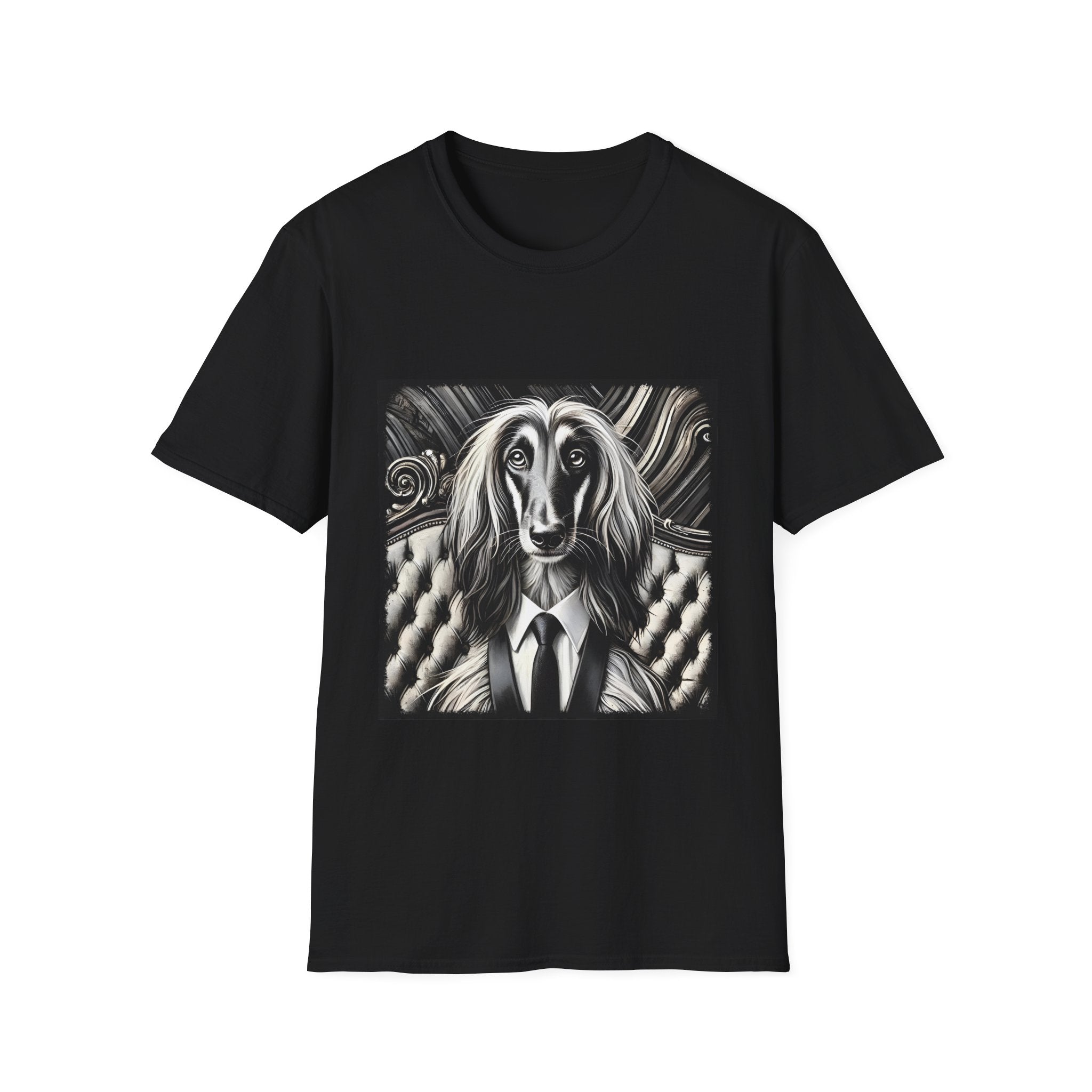 Afghan Hound B&W Bold Tie | Unisex Dog T-Shirt