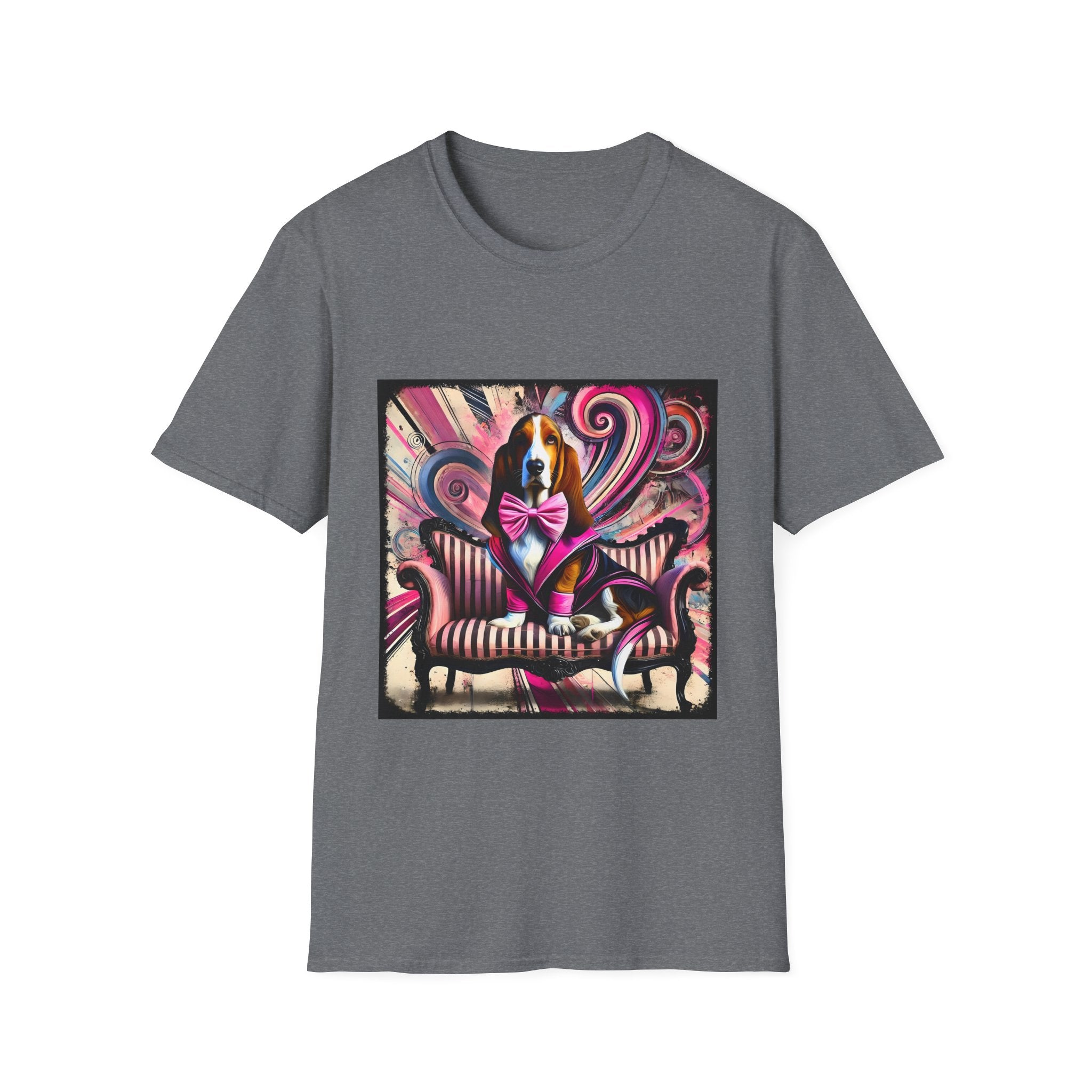 Basset Hound Pink Swirl Bold | Unisex Dog T-Shirt