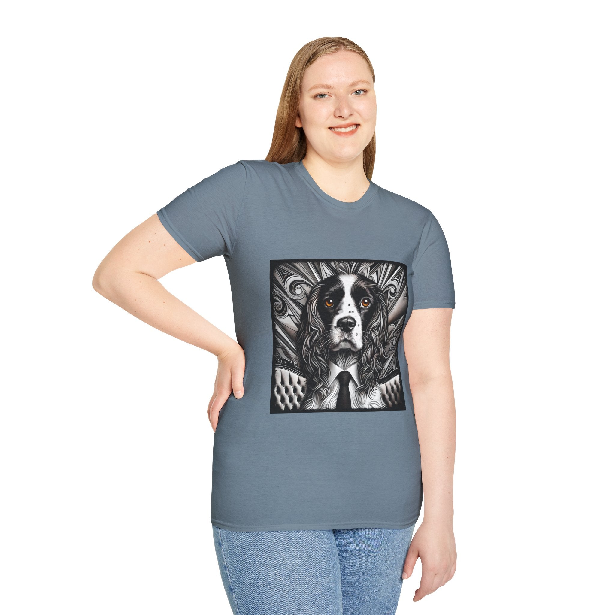 English Springer Spaniel B&W Bold Eyes | Unisex Dog T-Shirt