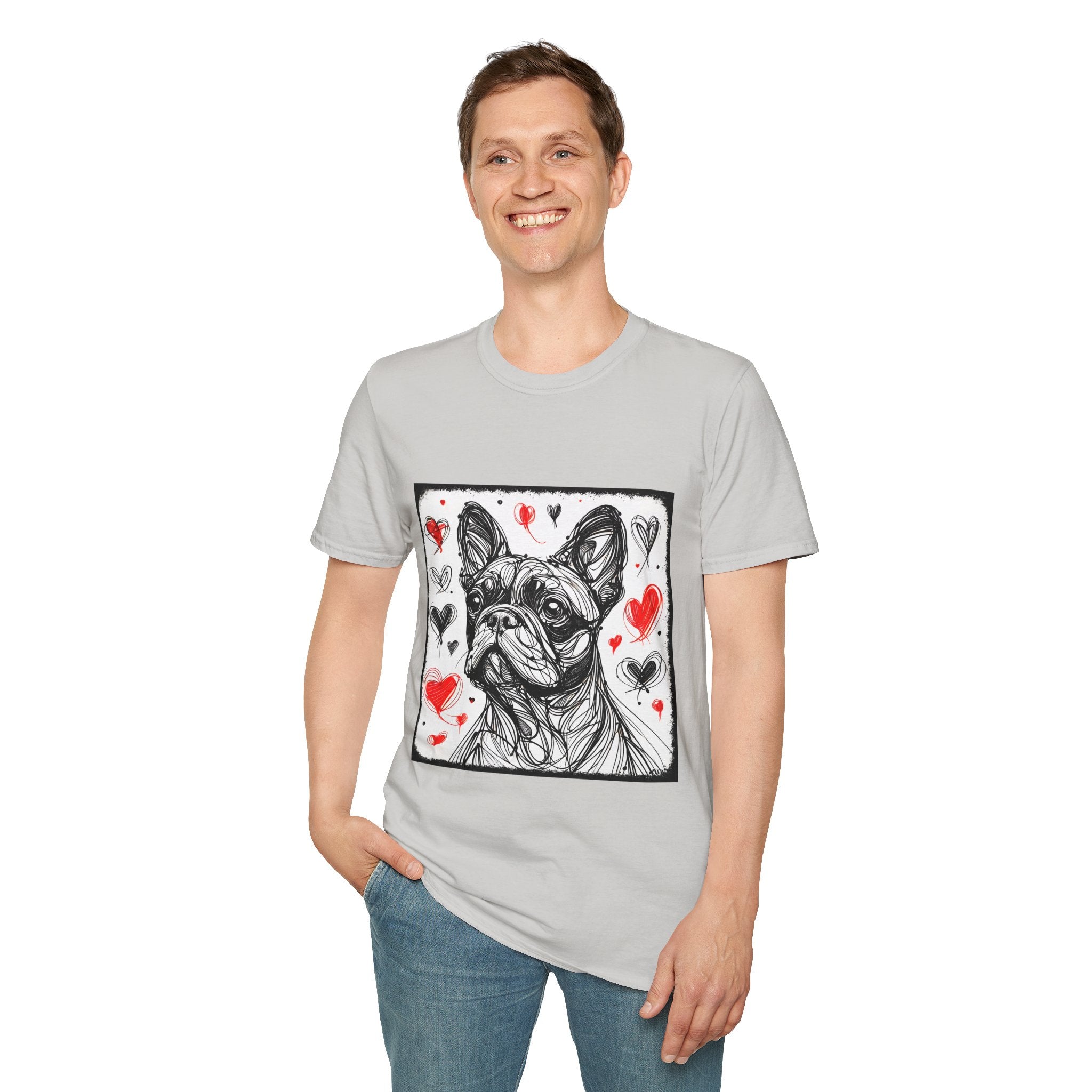 French bulldog Bold Heart Sketch | Unisex Dog T-Shirt