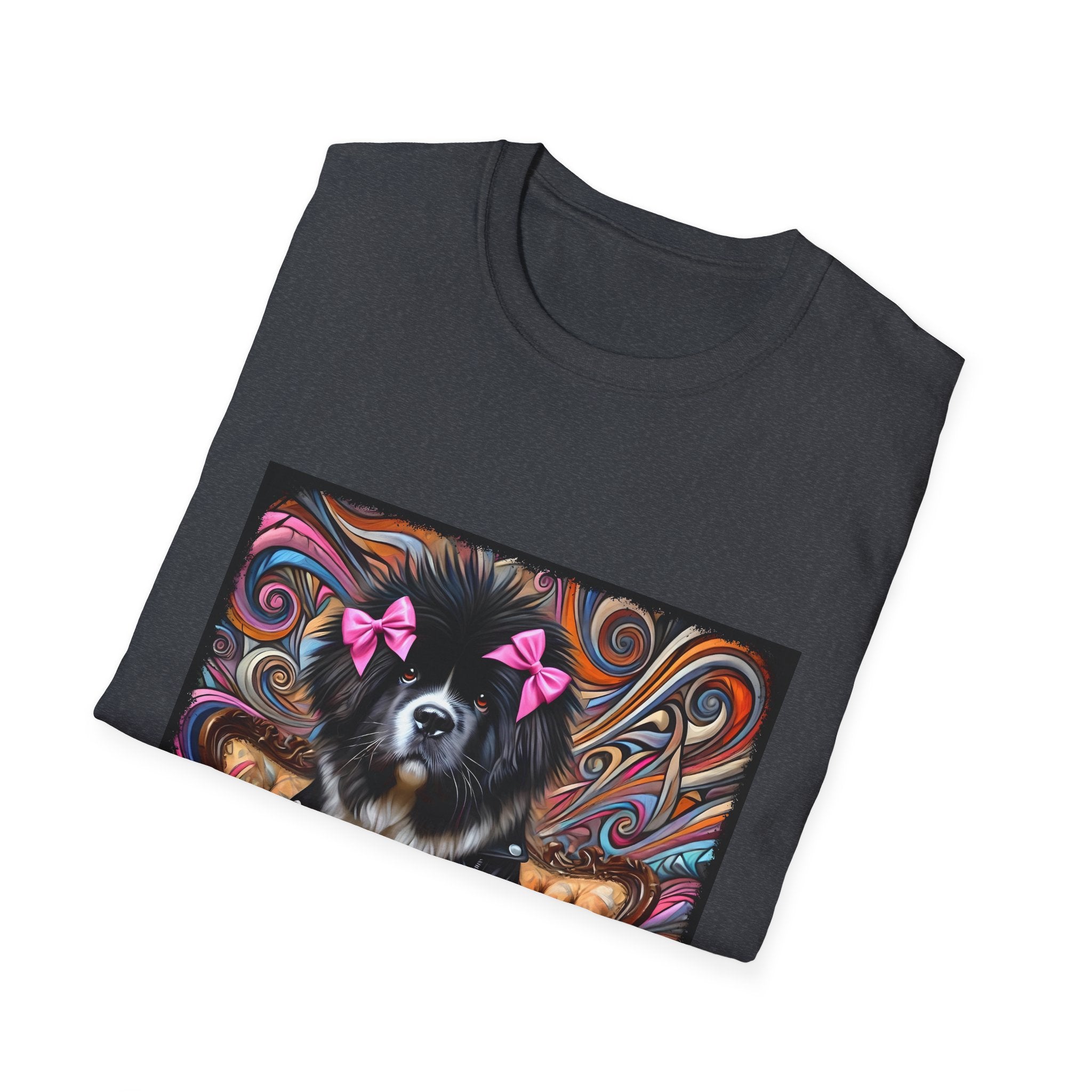 Newfoundland Pink Bow Vivid Rocker | Unisex Dog T-Shirt