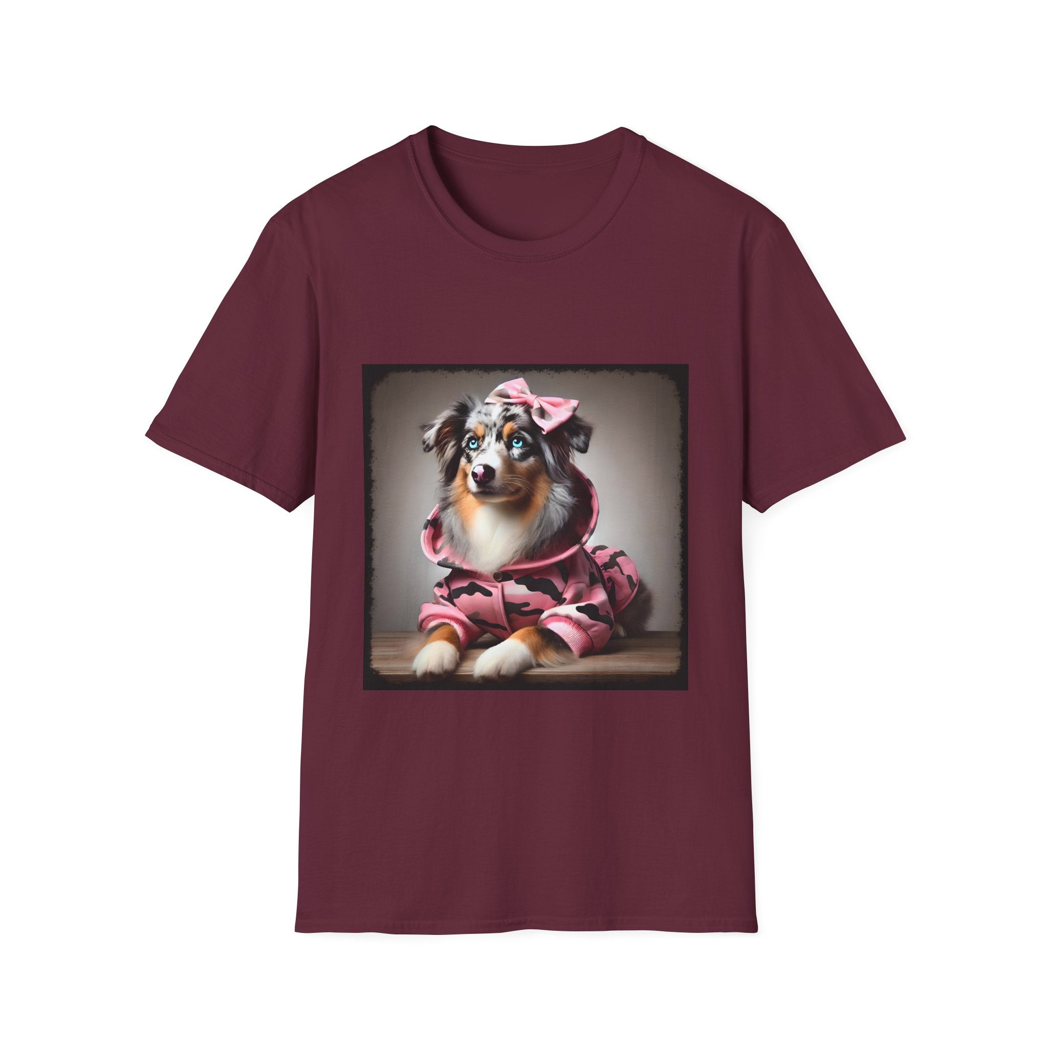 Miniature American Shepherd Pink Camo Cutie | Unisex Dog T-Shirt