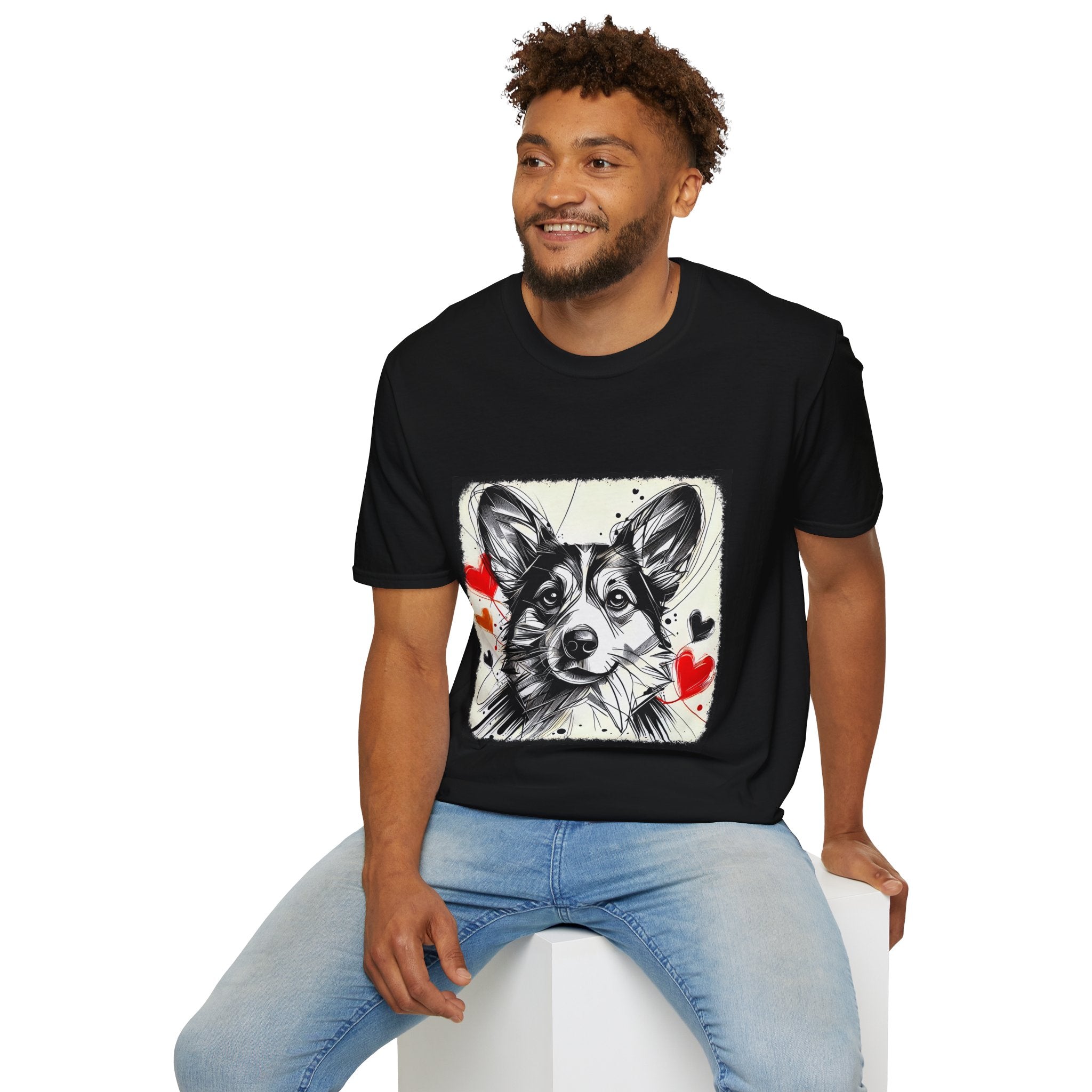 Pembroke Welsh Corgi Bold Heart Sketch | Unisex Dog T-Shirt
