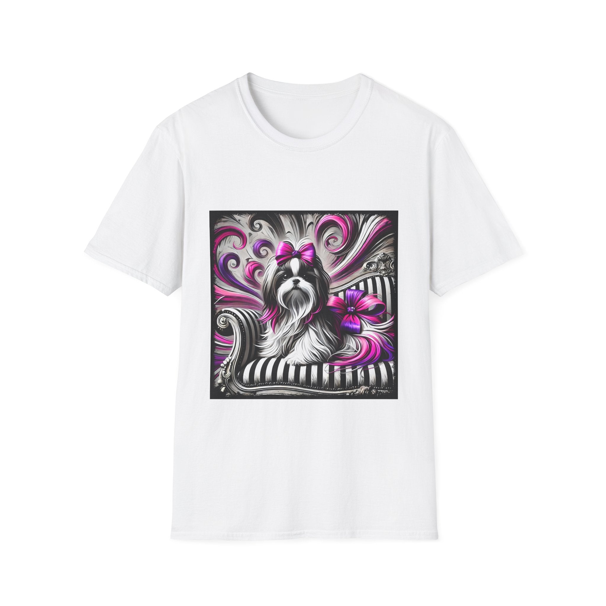 Shih Tzu B&W Pink Bow | Unisex Dog T-Shirt