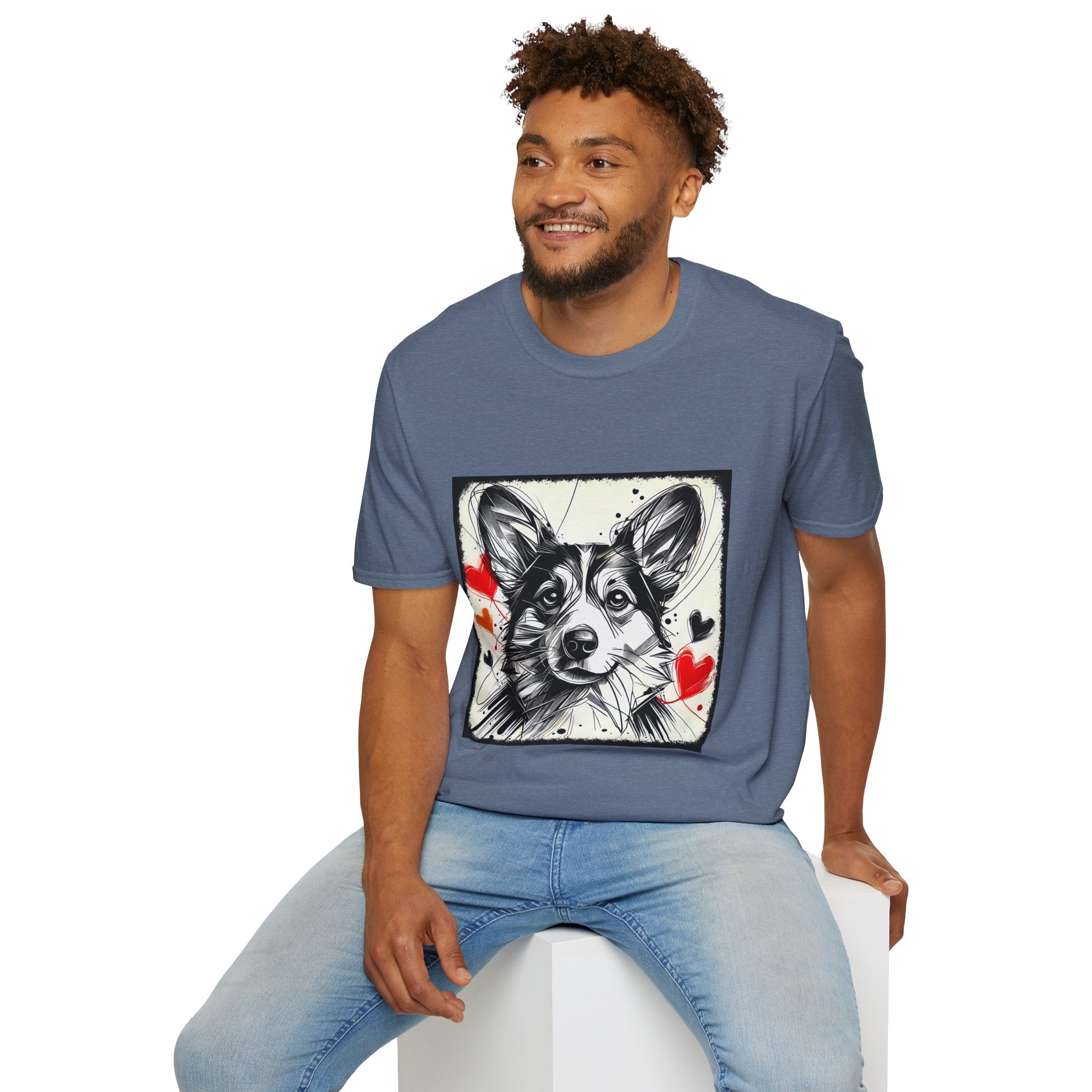 Pembroke Welsh Corgi Bold Heart Sketch | Unisex Dog T-Shirt