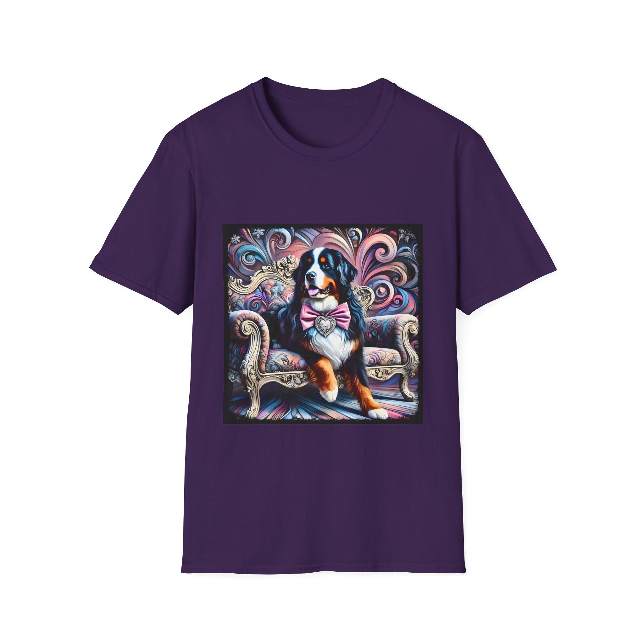 Bernese Mountain Dog Purple Diamond Vivid Swirl | Unisex Dog T-Shirt