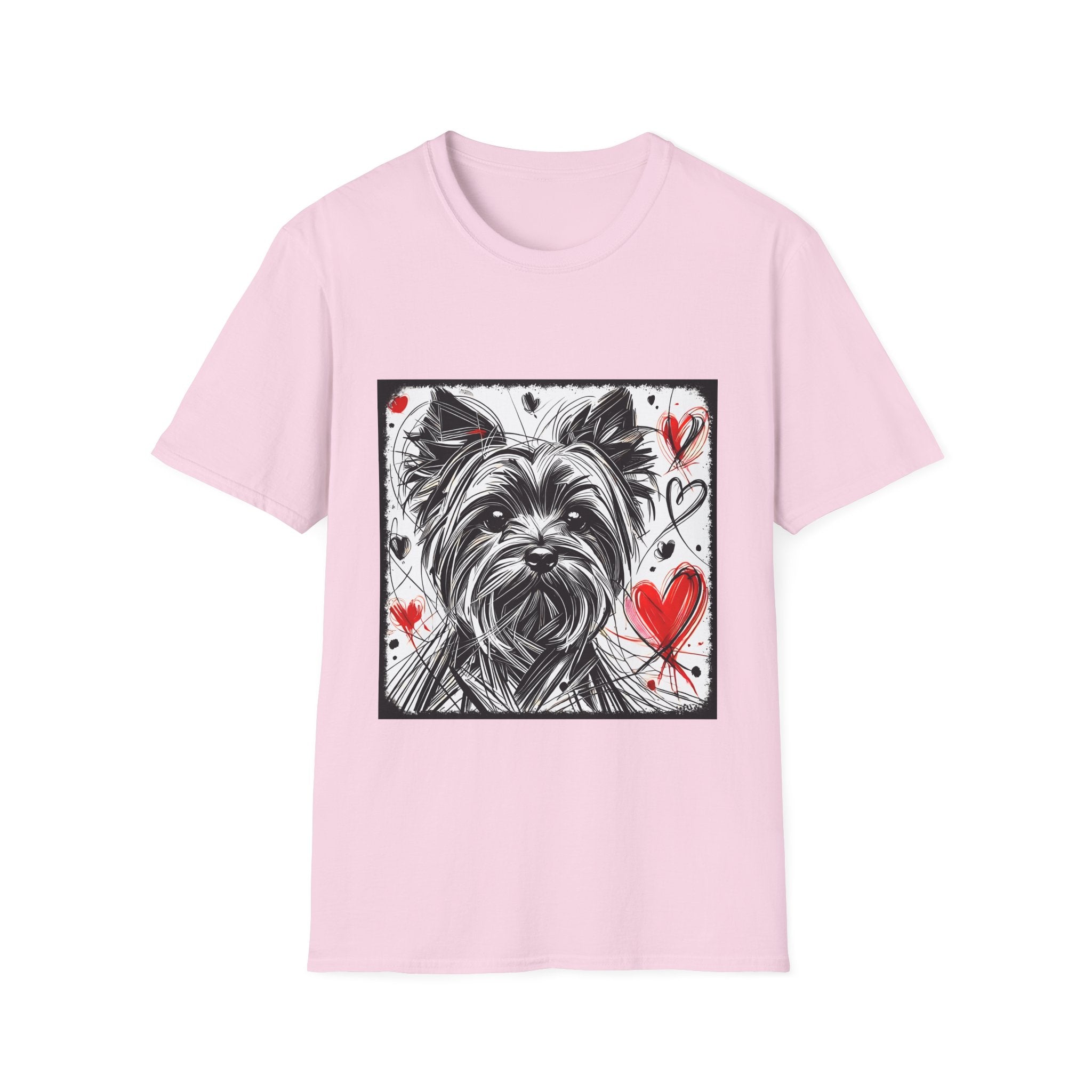 Yorkshire Terrier Bold Heart Sketch | Unisex Dog T-Shirt