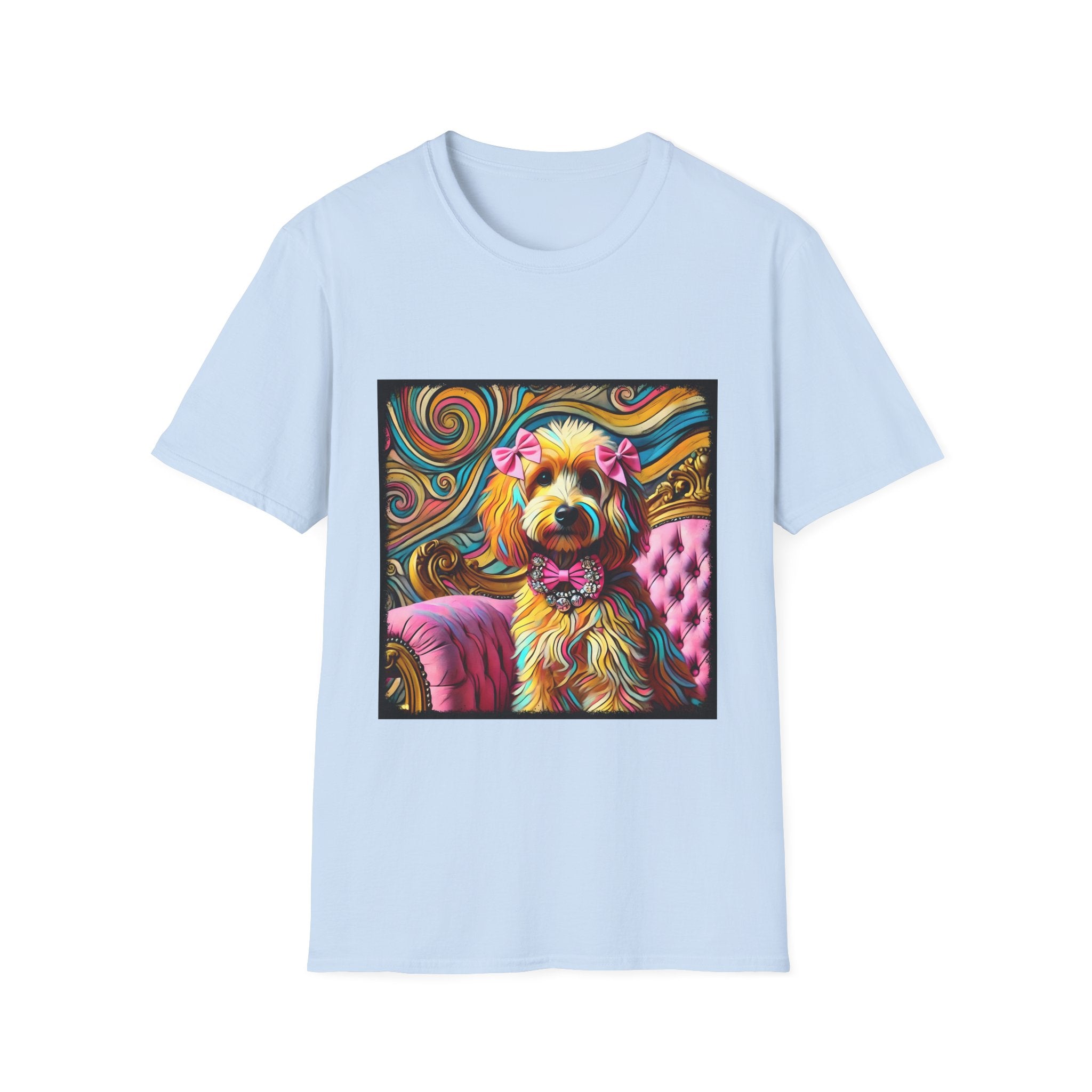 Goldendoodle Pink Diamond Bow Swirl  | Unisex Dog T-Shirt