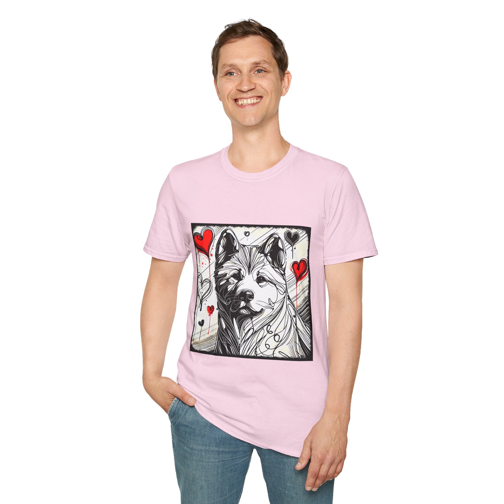 Akita Bold Heart Sketch | Unisex Dog T-Shirt