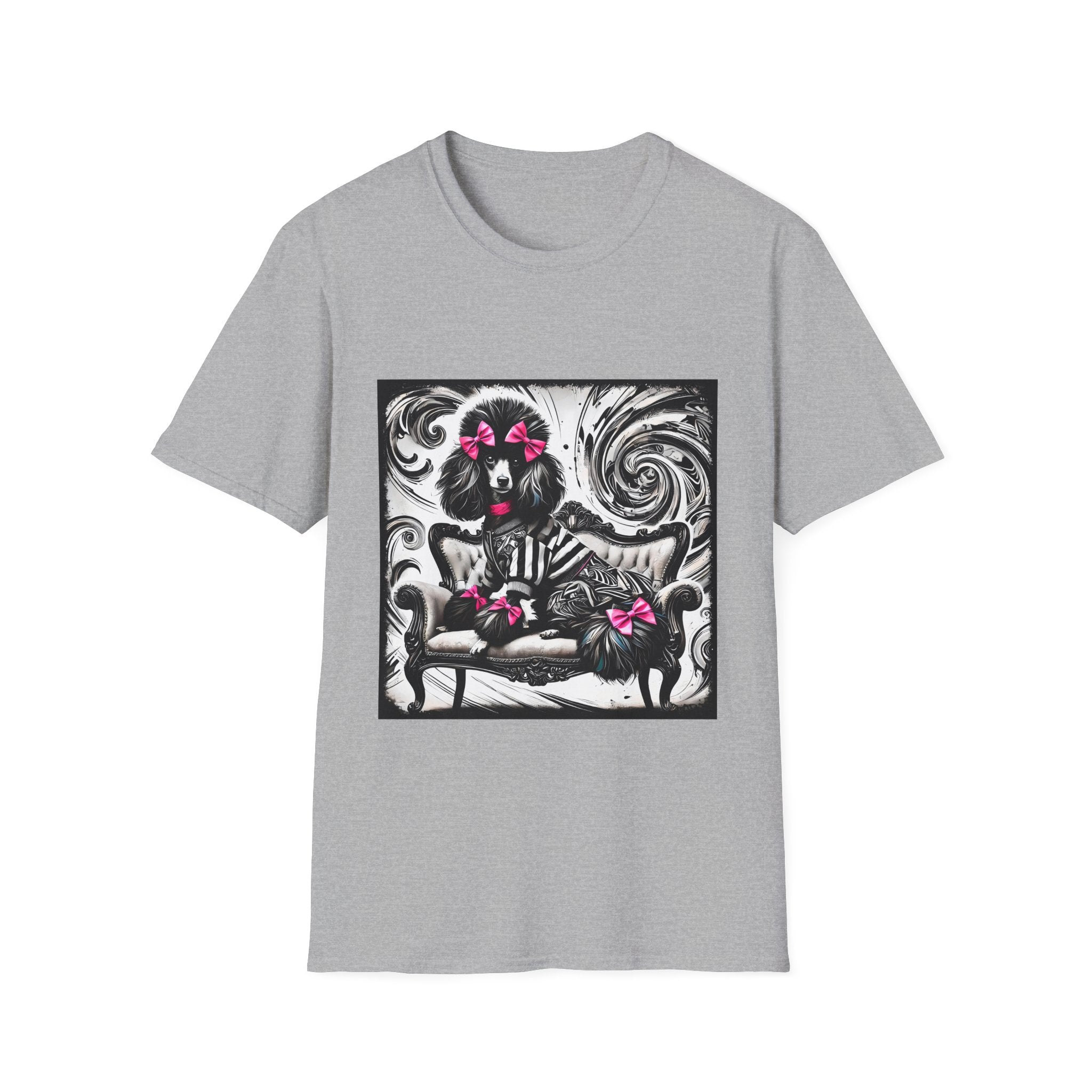 Poodle B&W Pink Bow Rocker | Unisex Dog T-Shirt