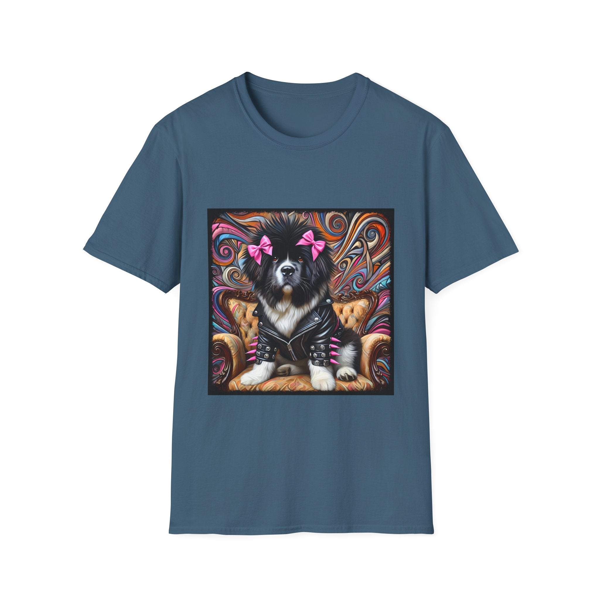 Newfoundland Pink Bow Vivid Rocker | Unisex Dog T-Shirt