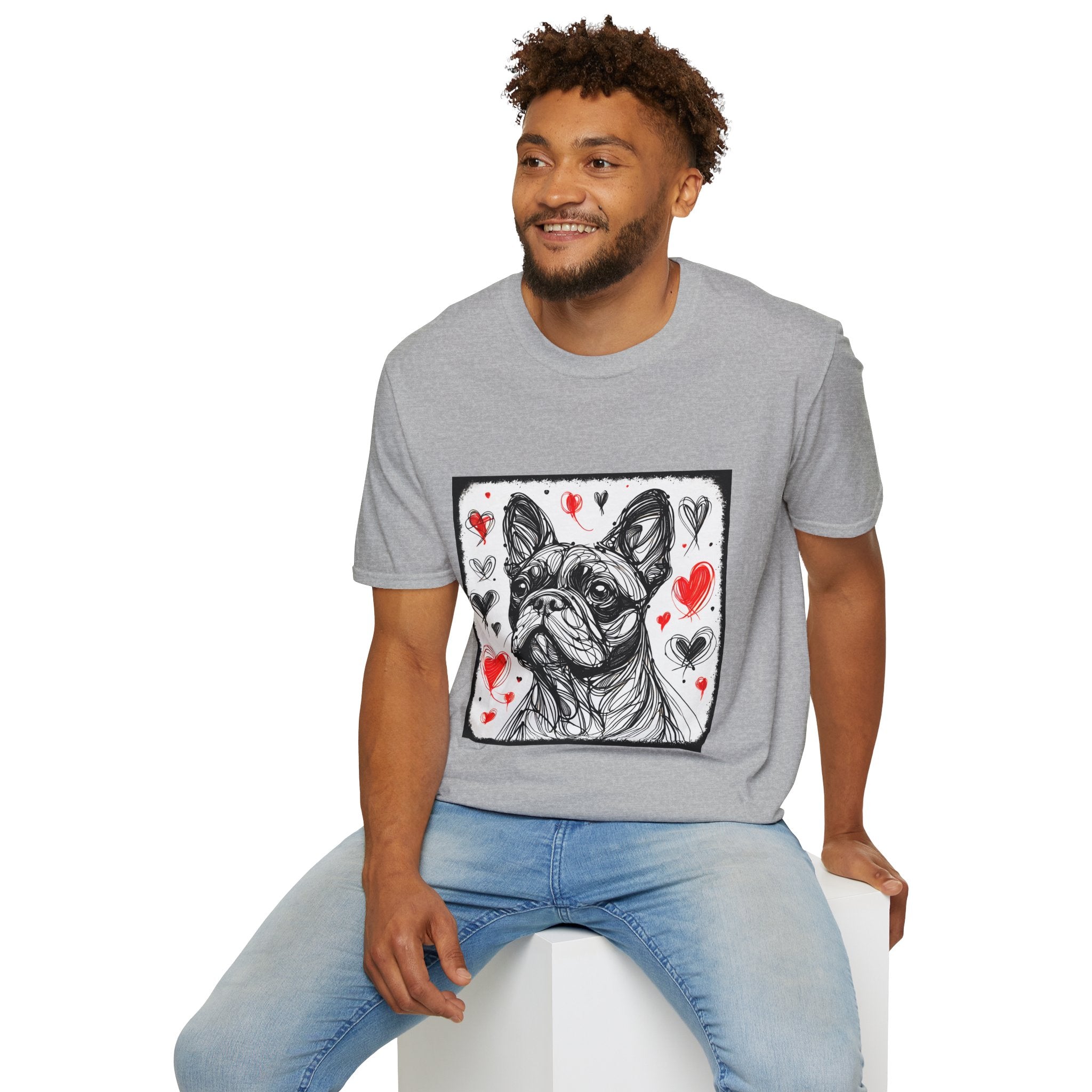 French bulldog Bold Heart Sketch | Unisex Dog T-Shirt