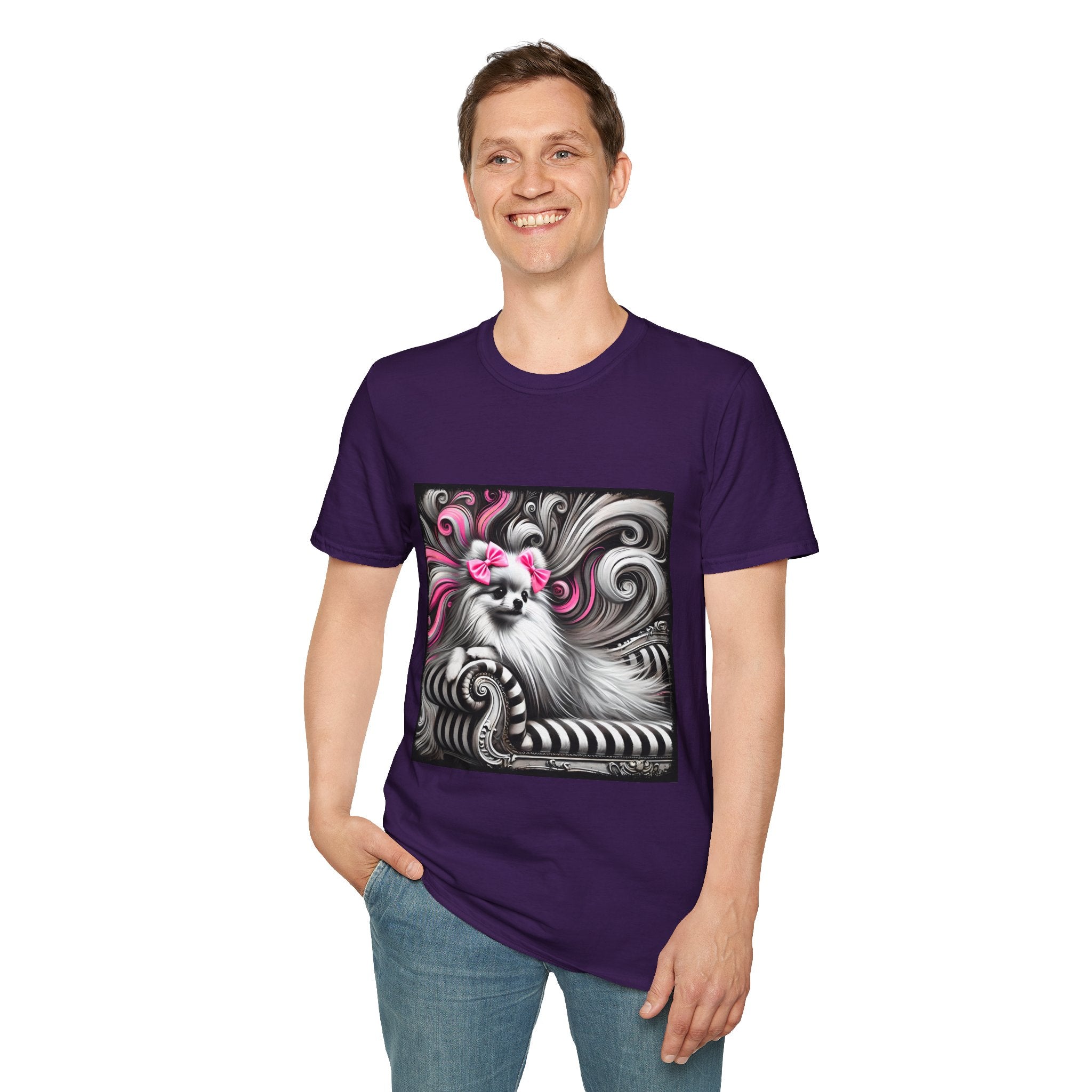 Pomeranian B&W Pink Bows | Unisex Dog T-Shirt