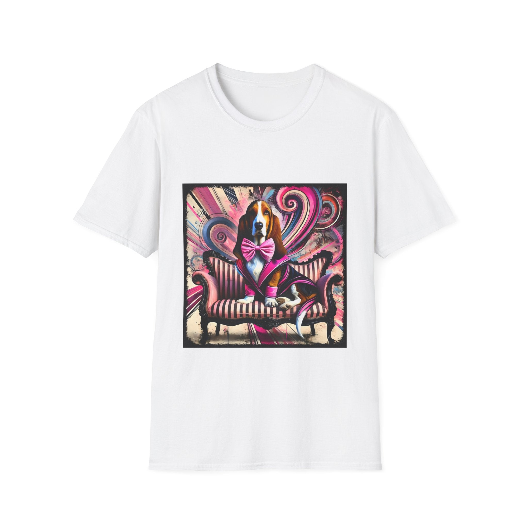 Basset Hound Pink Swirl Bold | Unisex Dog T-Shirt