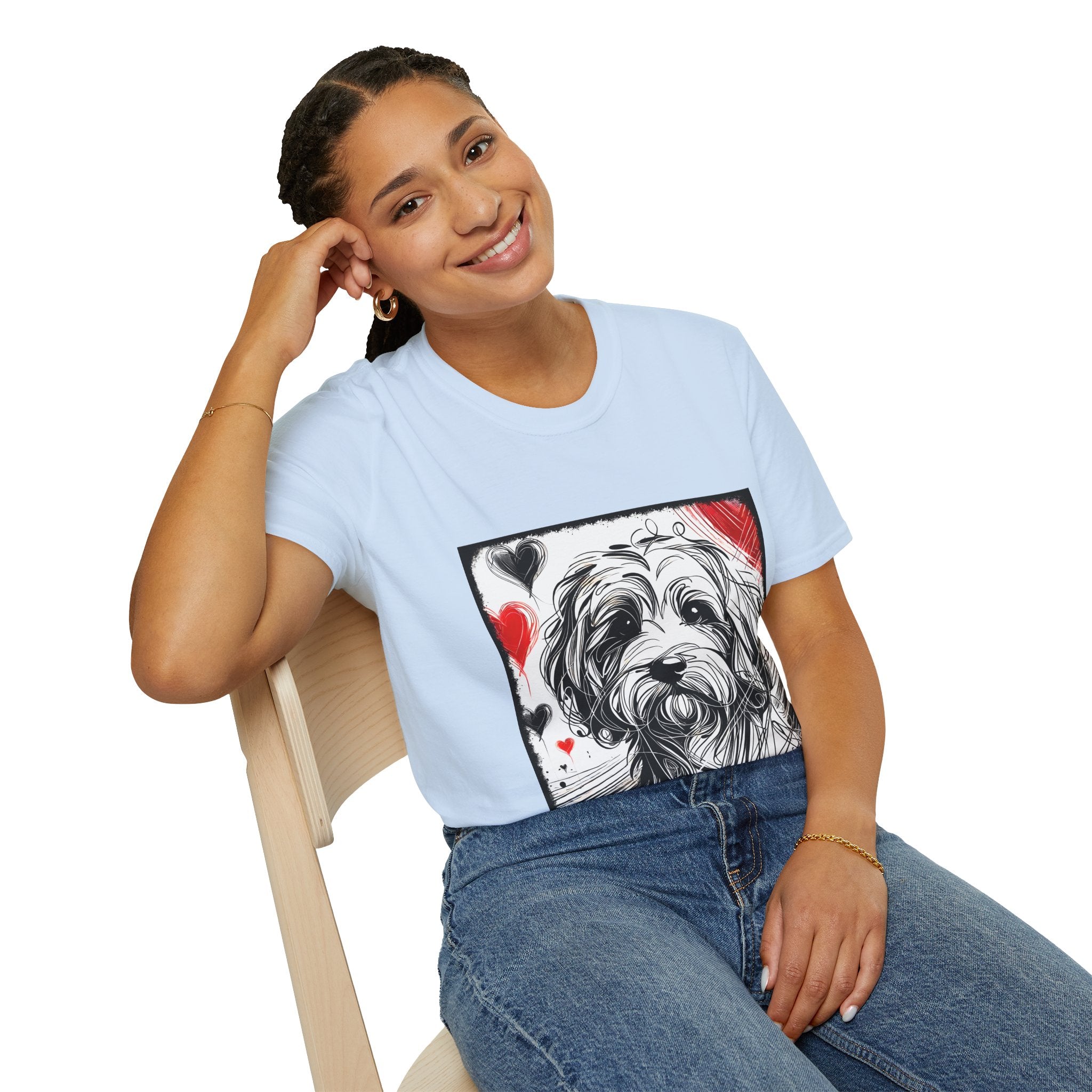 Cavapoo Bold Heart Sketch | Unisex Dog T-Shirt
