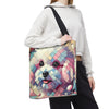 Bichon Frise Pastel Geometric | Dog Themed Tote Bag