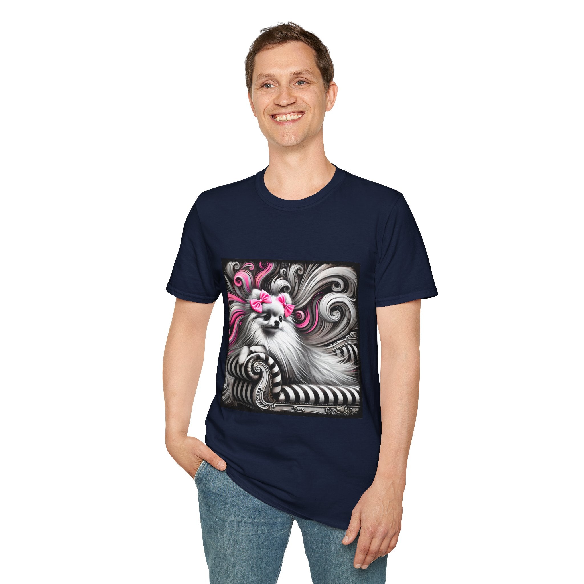 Pomeranian B&W Pink Bows | Unisex Dog T-Shirt