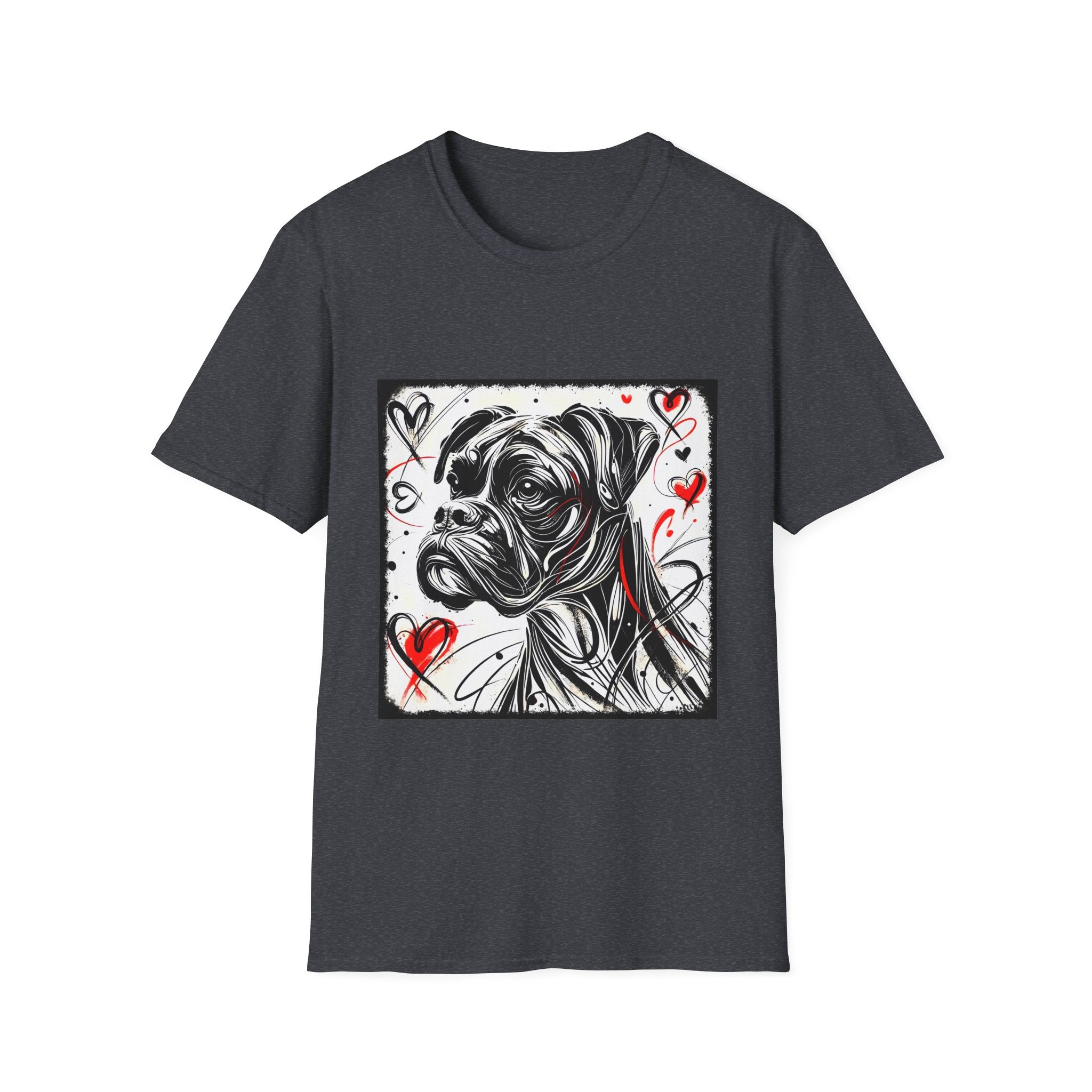 Boxer Bold Heart Sketch | Unisex Dog T-Shirt