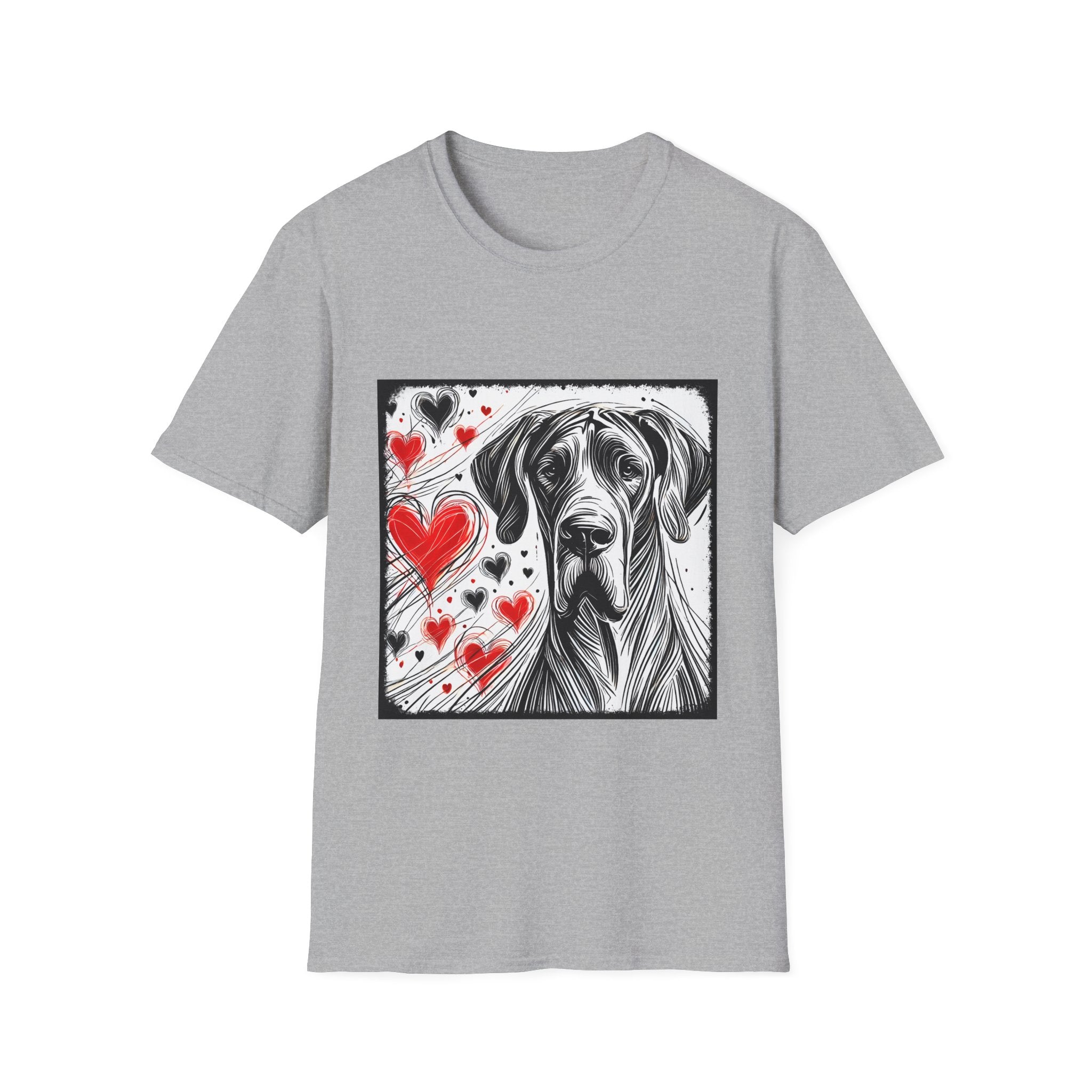 Great Dane Bold Heart Sketch | Unisex Dog T-Shirt