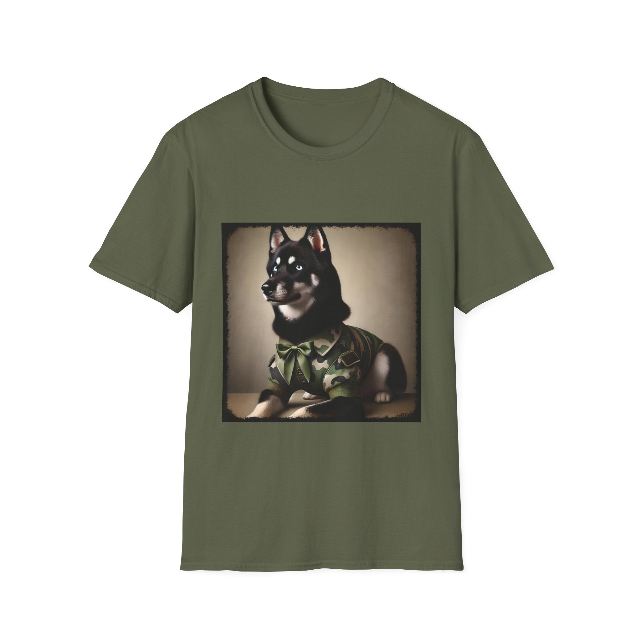 Siberian Husky Green Camo Cutie  | Unisex Dog T-Shirt