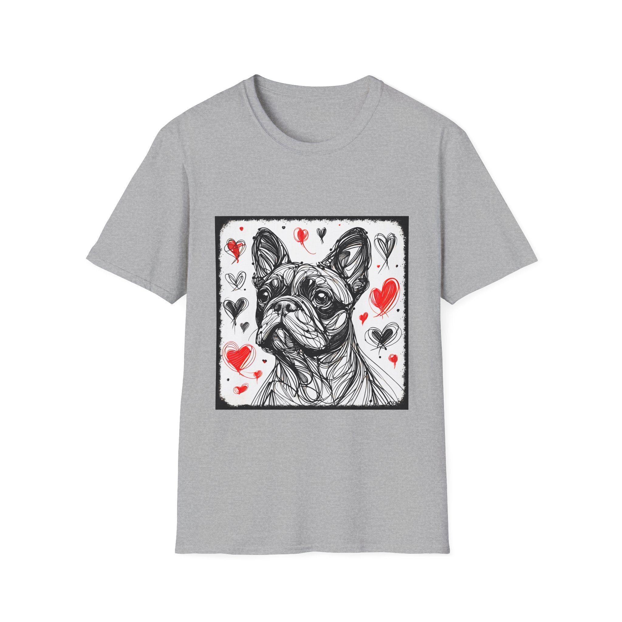 French bulldog Bold Heart Sketch | Unisex Dog T-Shirt