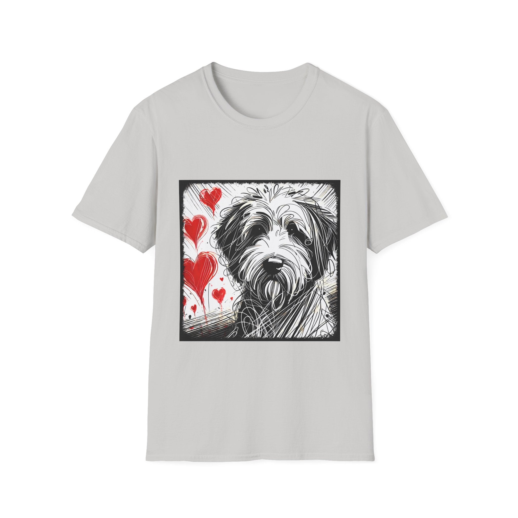 Sheepadoodle Bold Heart Sketch | Unisex Dog T-Shirt