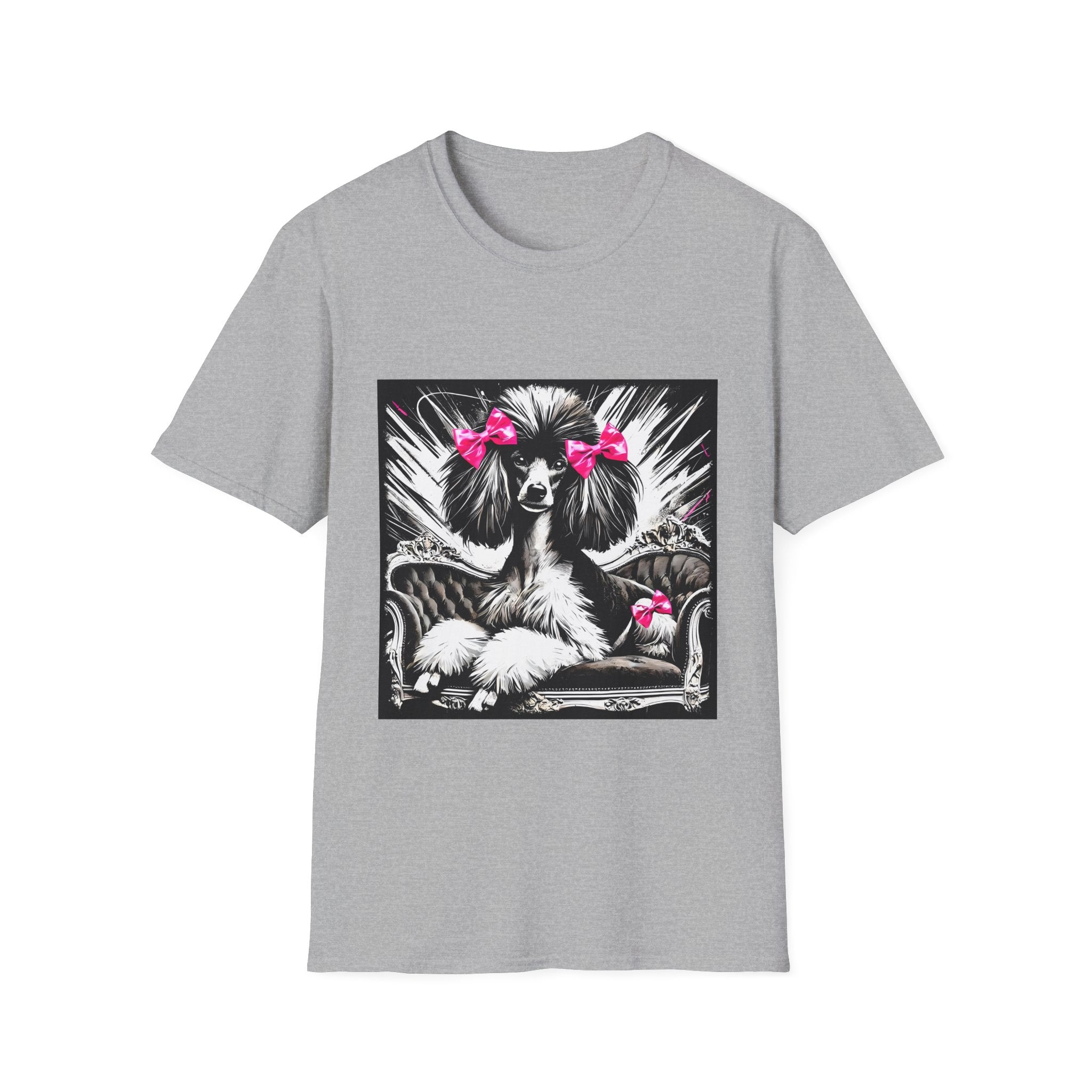 Poodle B&W Pink Bow Bold | Unisex Dog T-Shirt