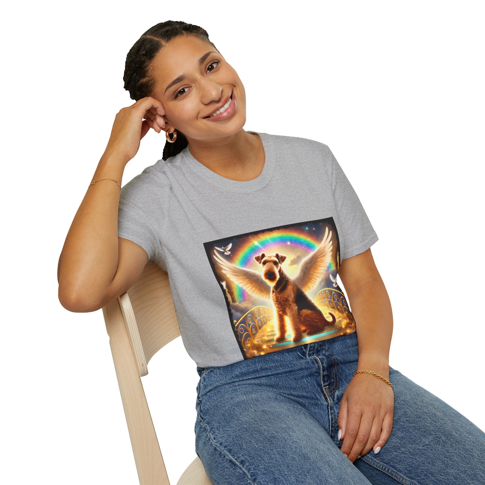 Airedale Terrier Rainbow Bridge | Unisex Dog T-Shirt