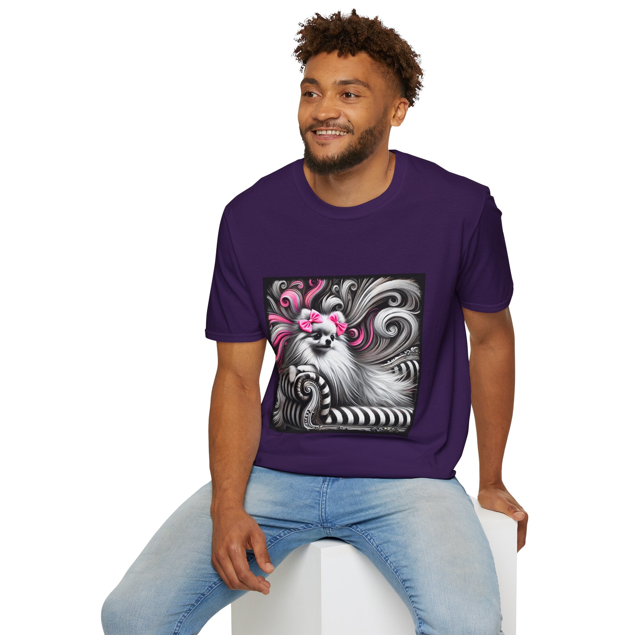 Pomeranian B&W Pink Bows | Unisex Dog T-Shirt