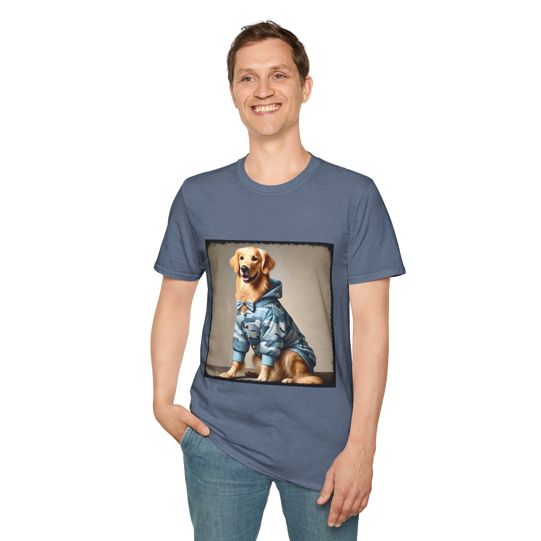 Golden Retriever Blue Camo Cutie | Unisex Softstyle T-Shirt