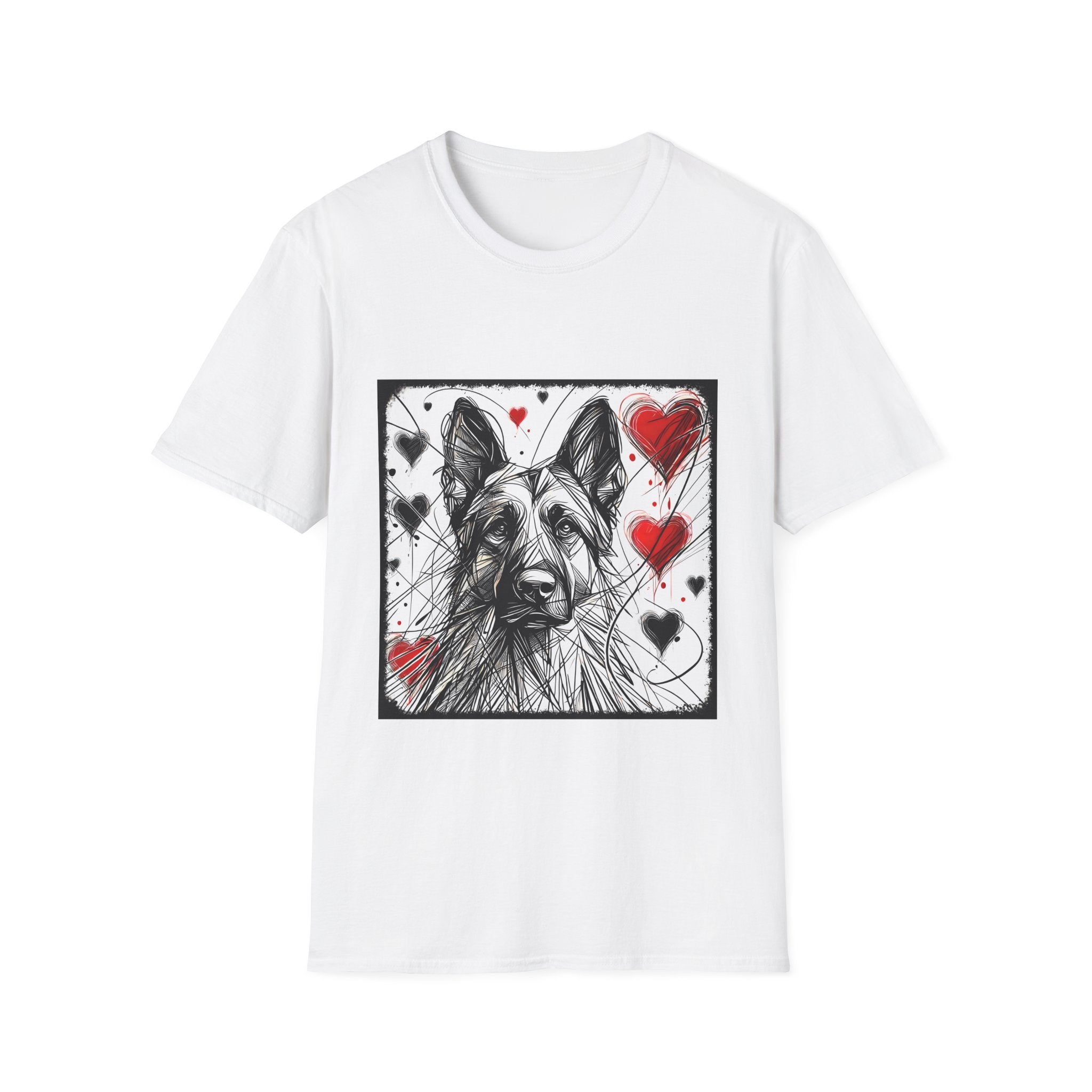 German Shepherd Big Heart Sketch | Unisex Dog T-Shirt