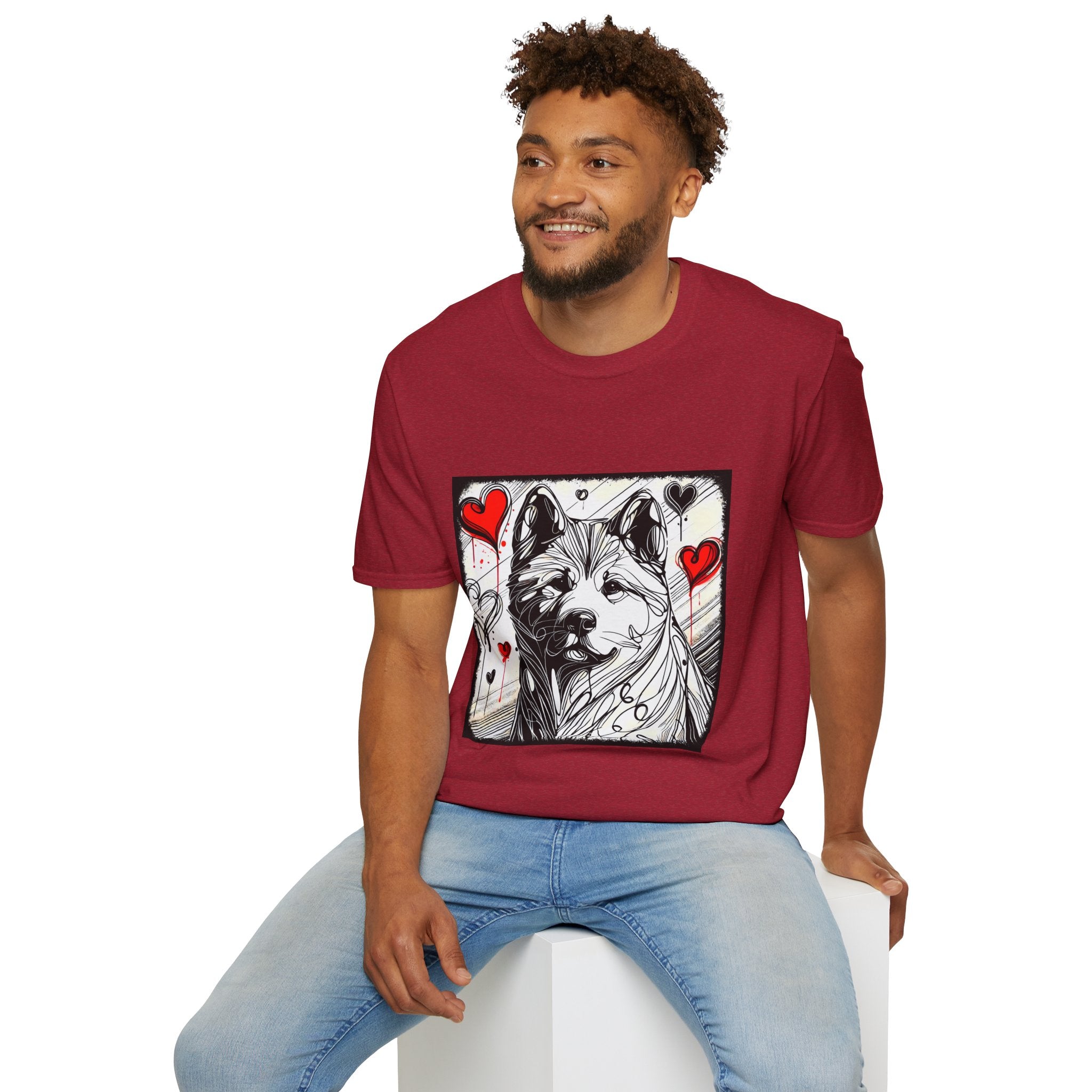 Akita Bold Heart Sketch | Unisex Dog T-Shirt