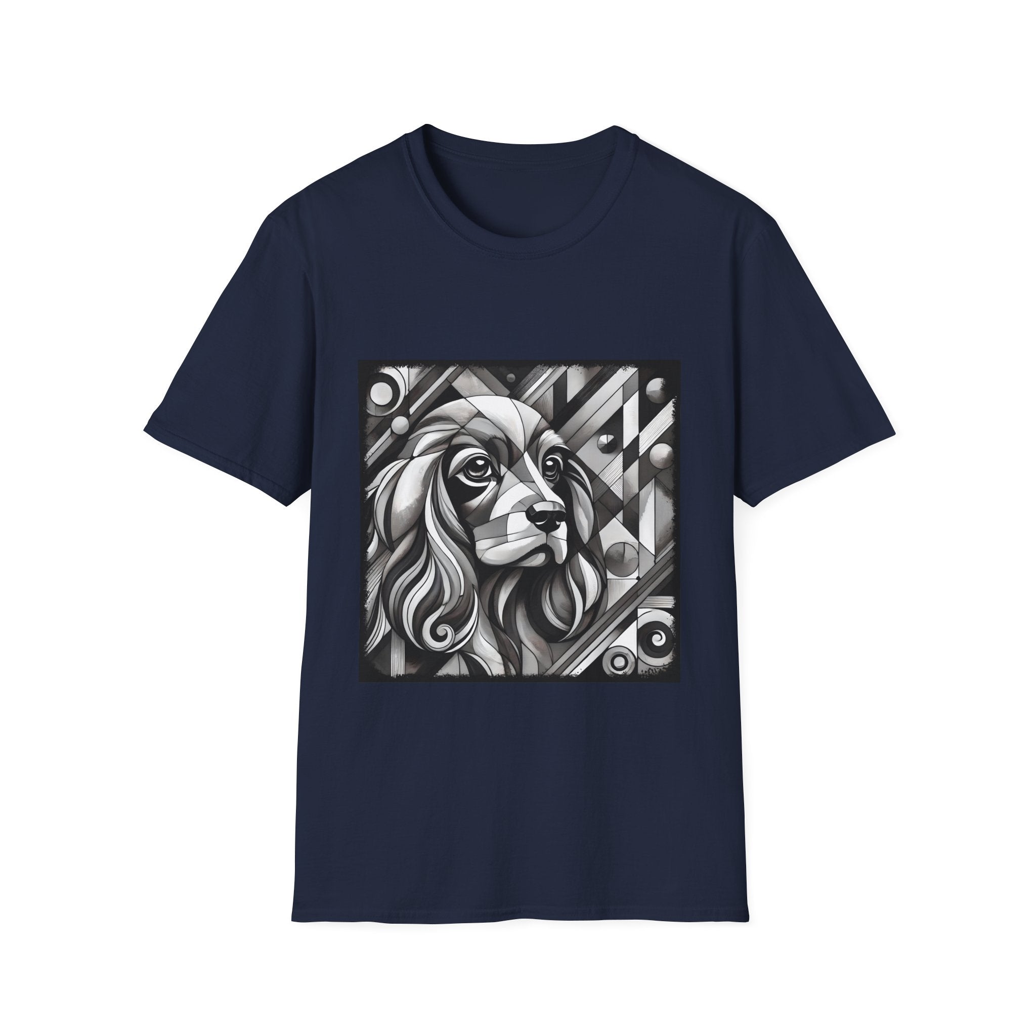 Cocker Spaniel B&W Bold Geometric | Unisex Dog T-Shirt