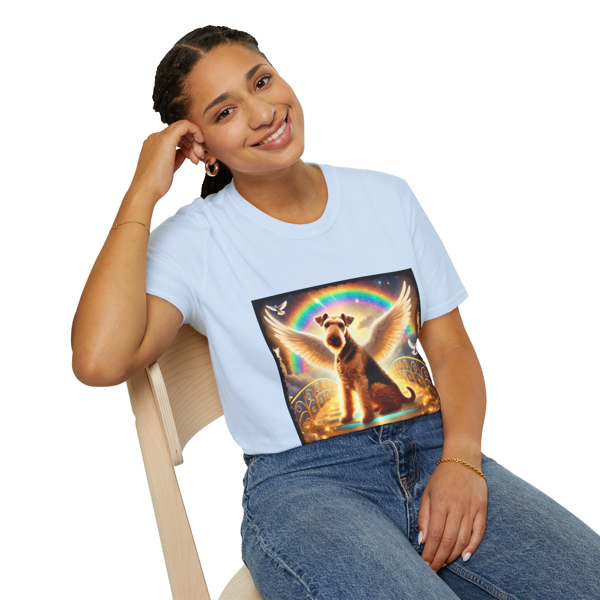 Airedale Terrier Rainbow Bridge | Unisex Dog T-Shirt