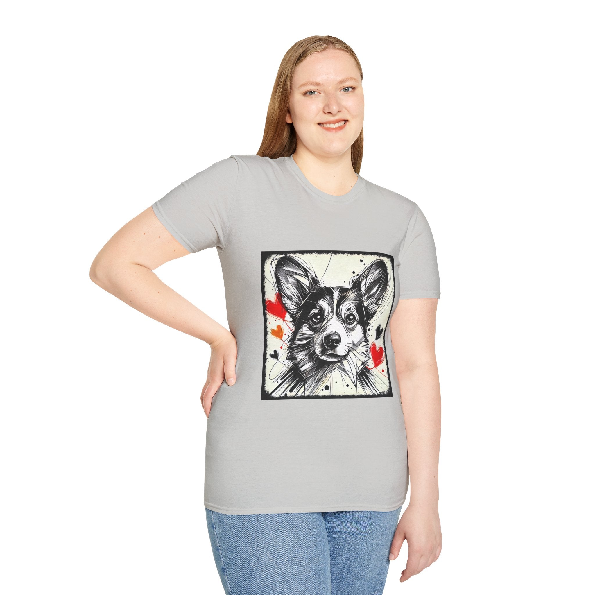 Pembroke Welsh Corgi Bold Heart Sketch | Unisex Dog T-Shirt