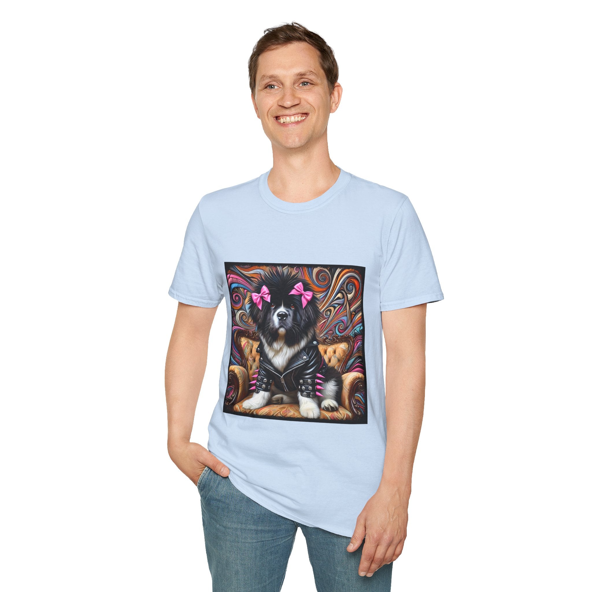 Newfoundland Pink Bow Vivid Rocker | Unisex Dog T-Shirt