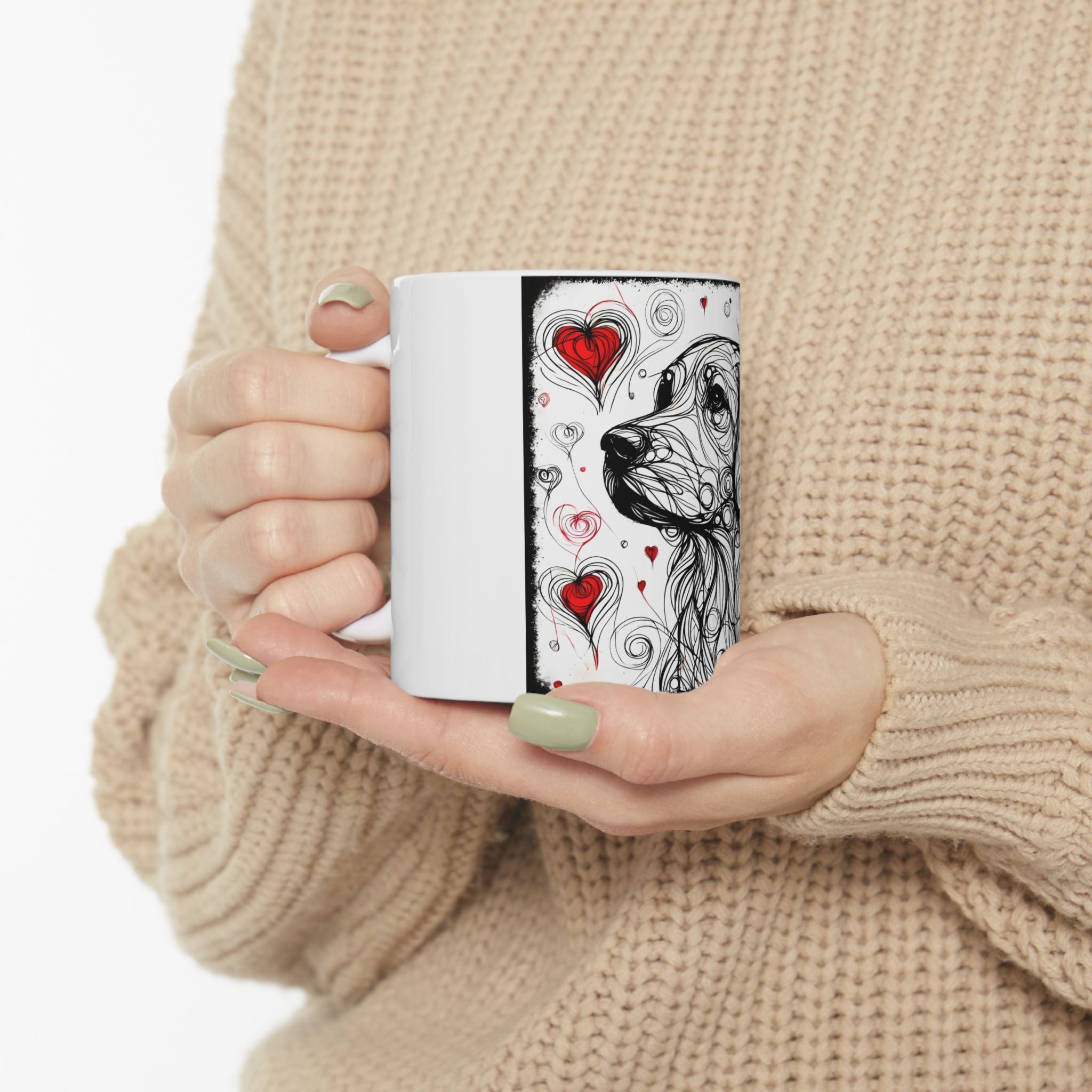 Golden Retriever Bold Heart Sketch | Dog Themed Ceramic Mug