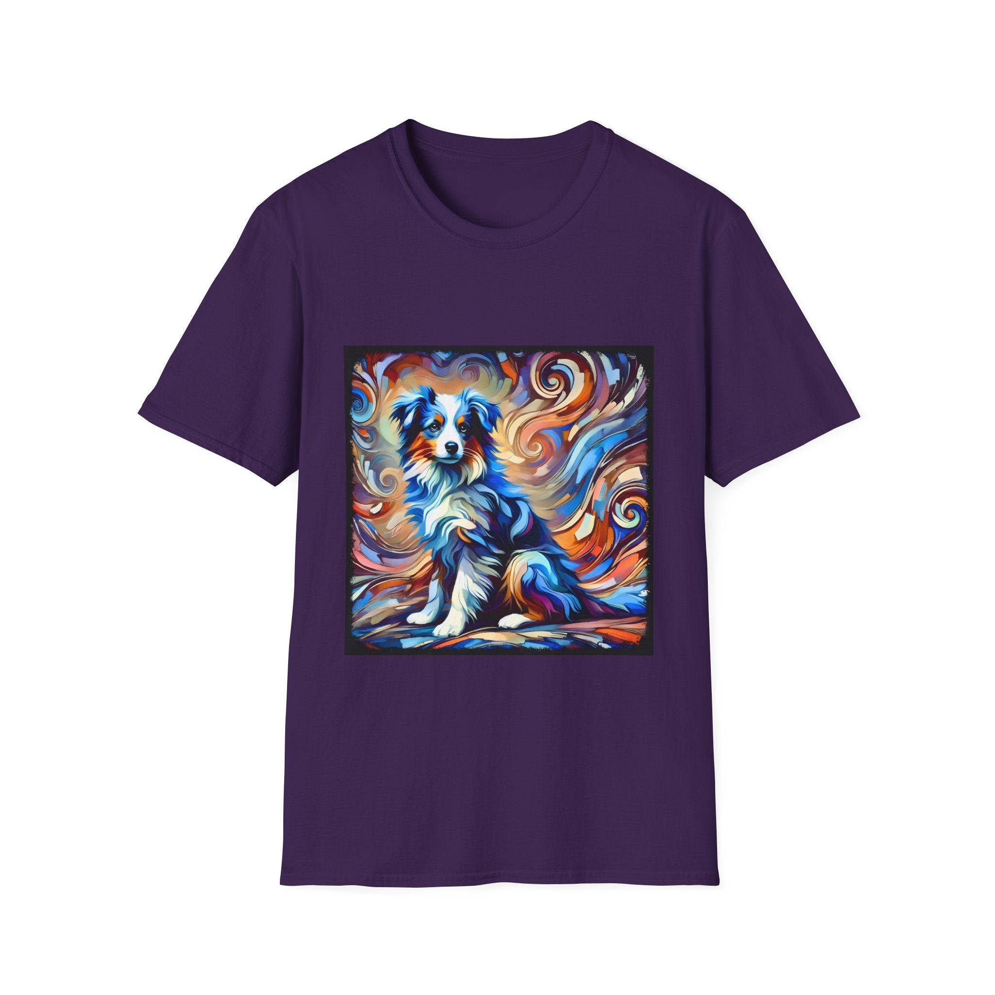 Miniature American Shepherd Blue Merle Swirl | Unisex Softstyle T-Shirt
