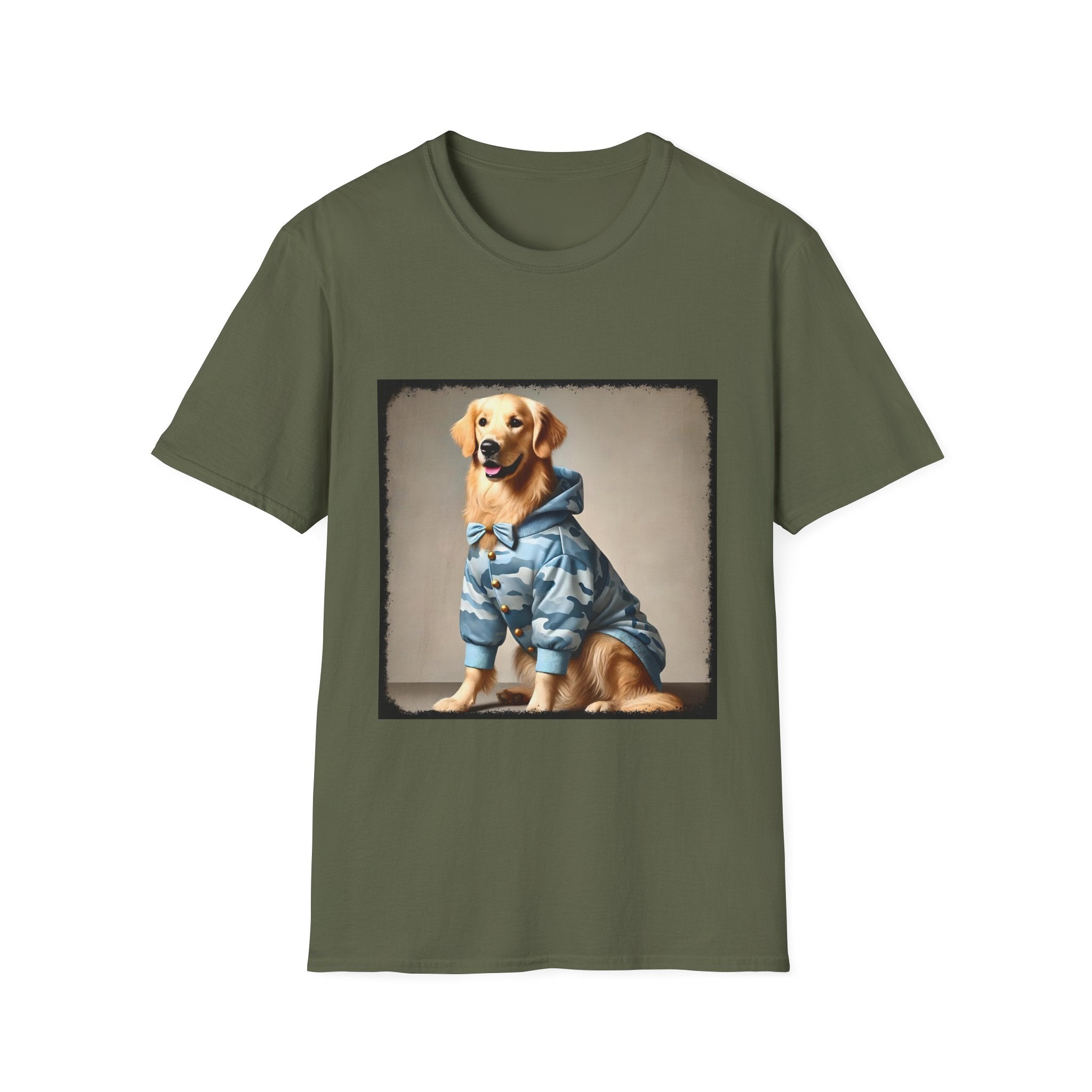 Golden Retriever Blue Camo Cutie | Unisex Softstyle T-Shirt