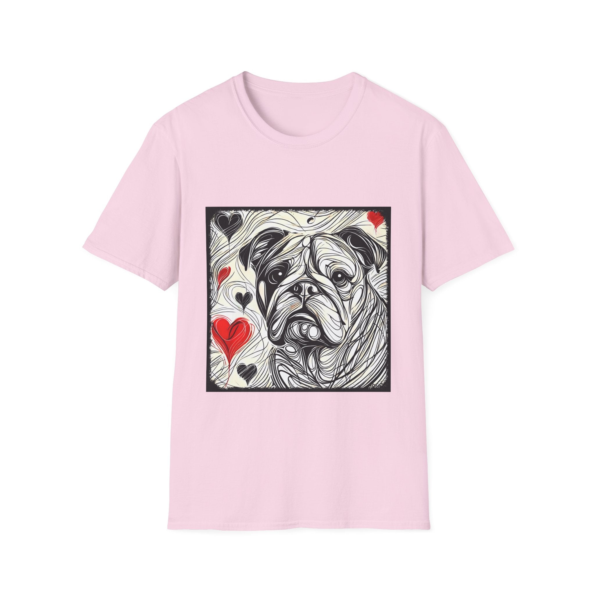 Bulldog Bold Heart Sketch | Unisex Dog T-Shirt