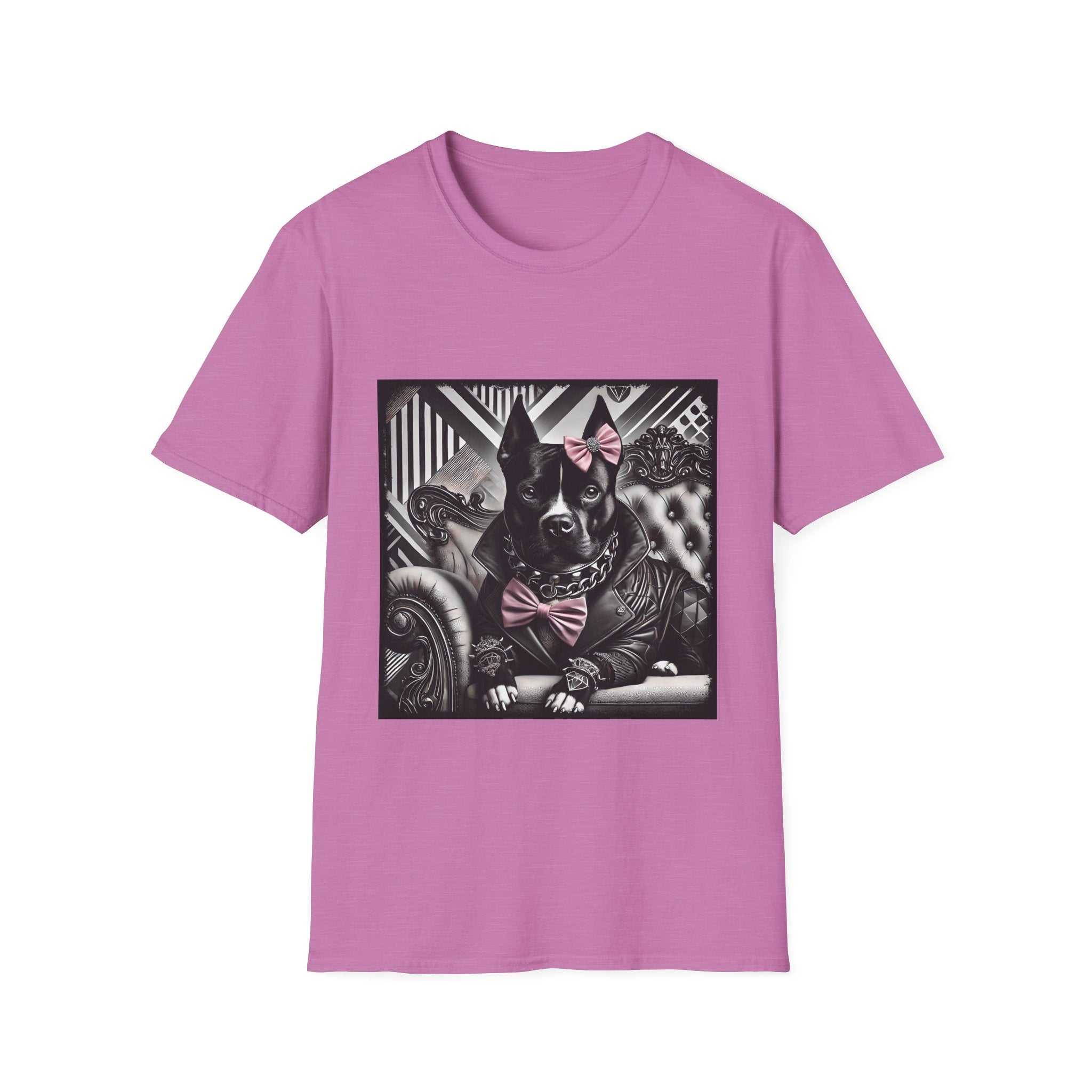 American Pit Bull Terrier B&W Pink Bow Rocker | Unisex Dog T-Shirt
