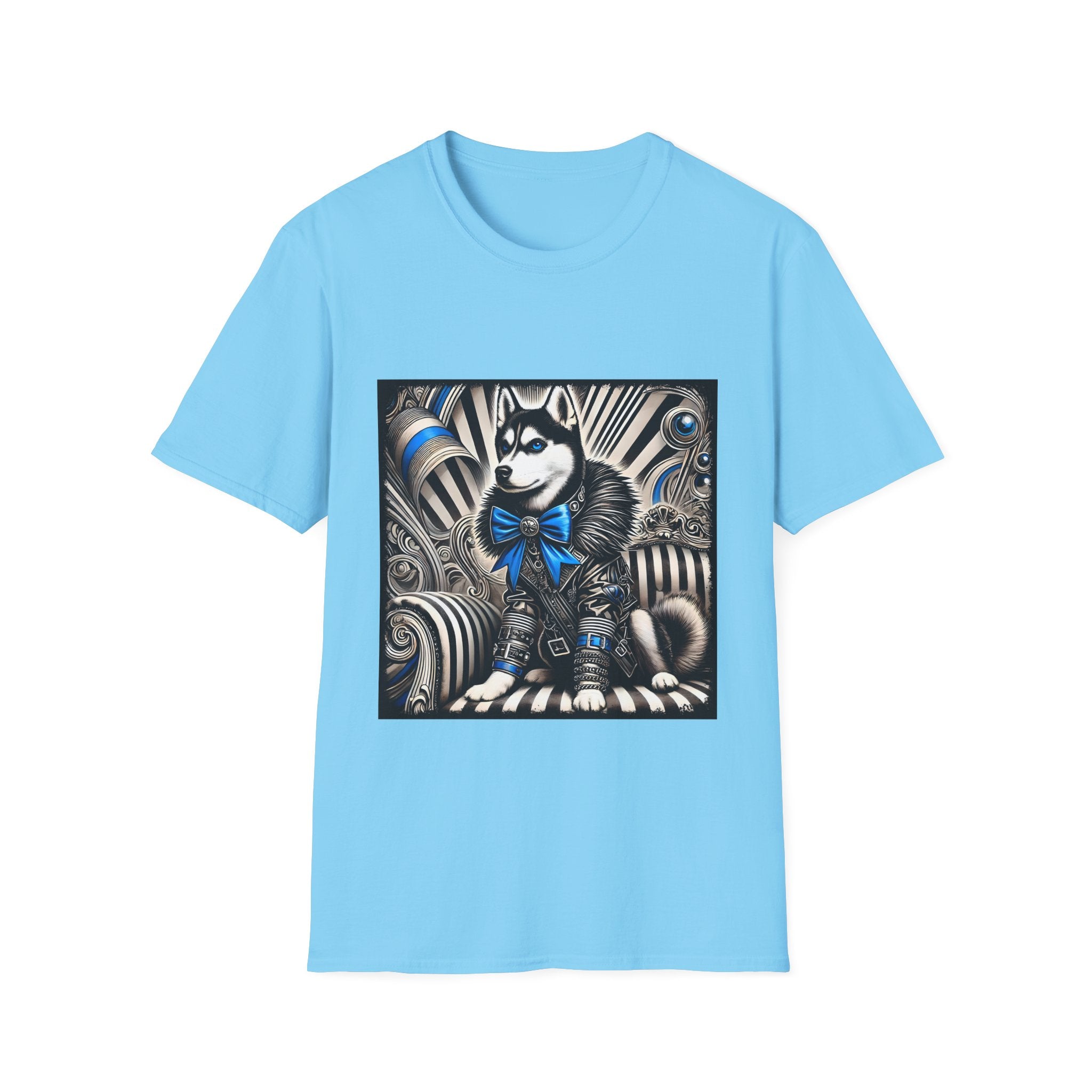 Siberian Husky B&W Blue Bow | Unisex Dog T-Shirt