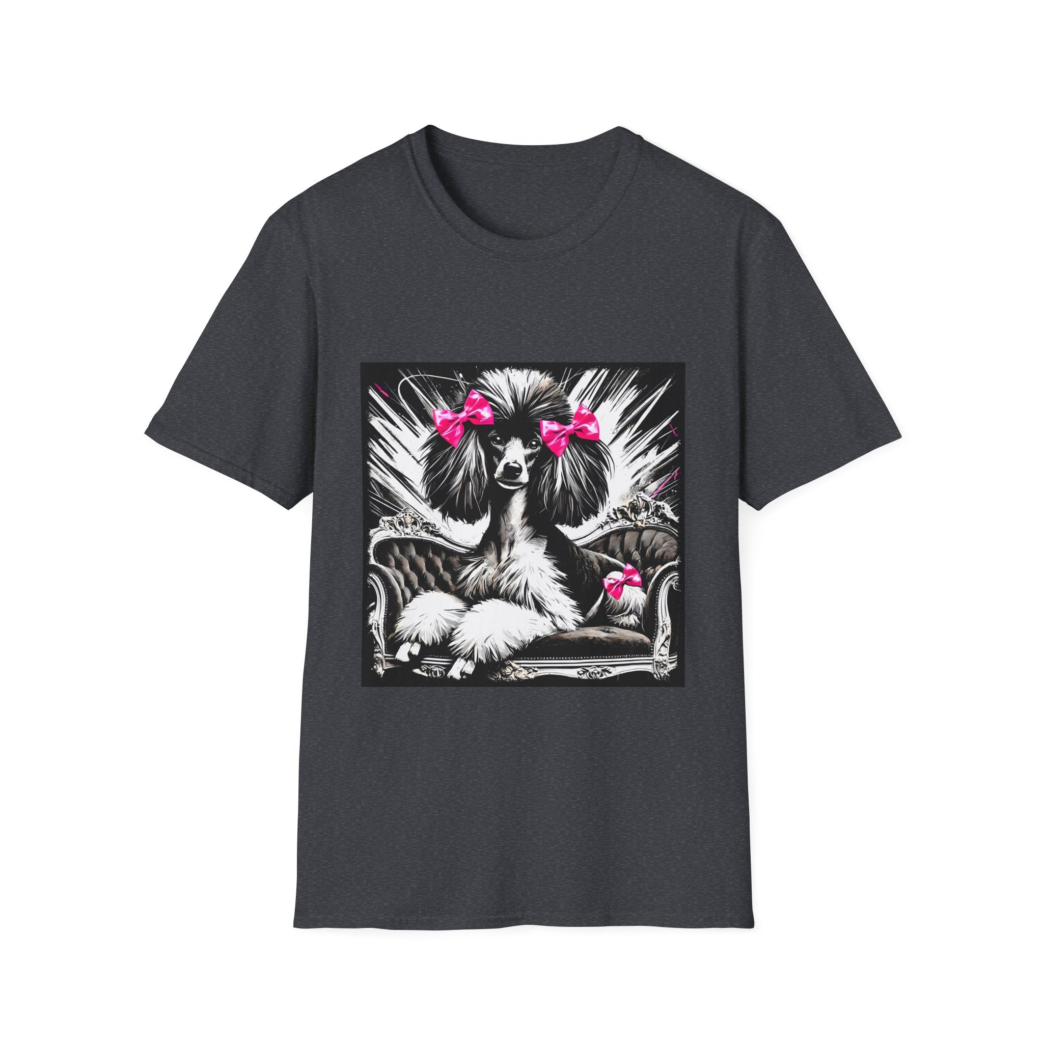 Poodle B&W Pink Bow Bold | Unisex Dog T-Shirt